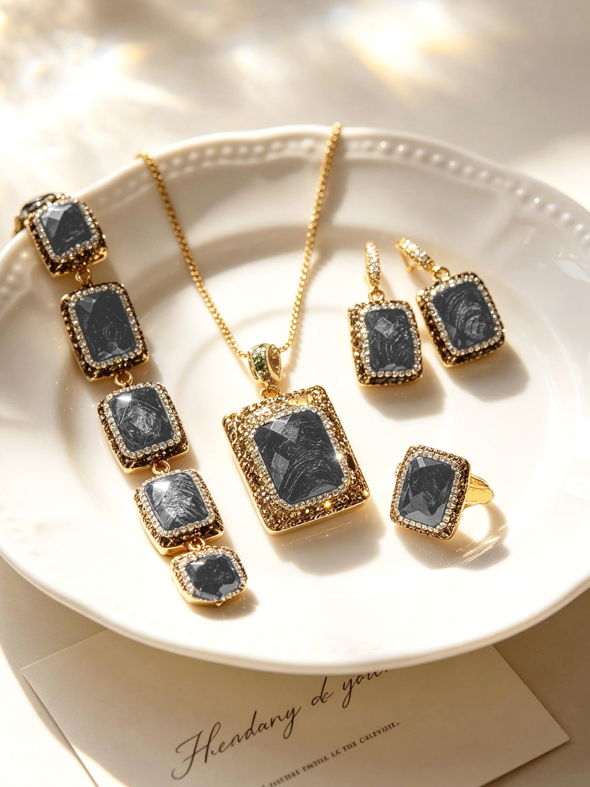 S2003S1 Smoky Obsidian jewelry set