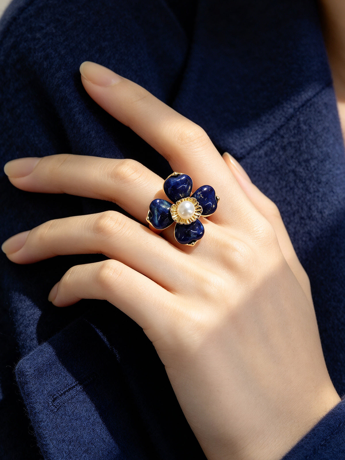 S2129R1 Lapis Clover ring