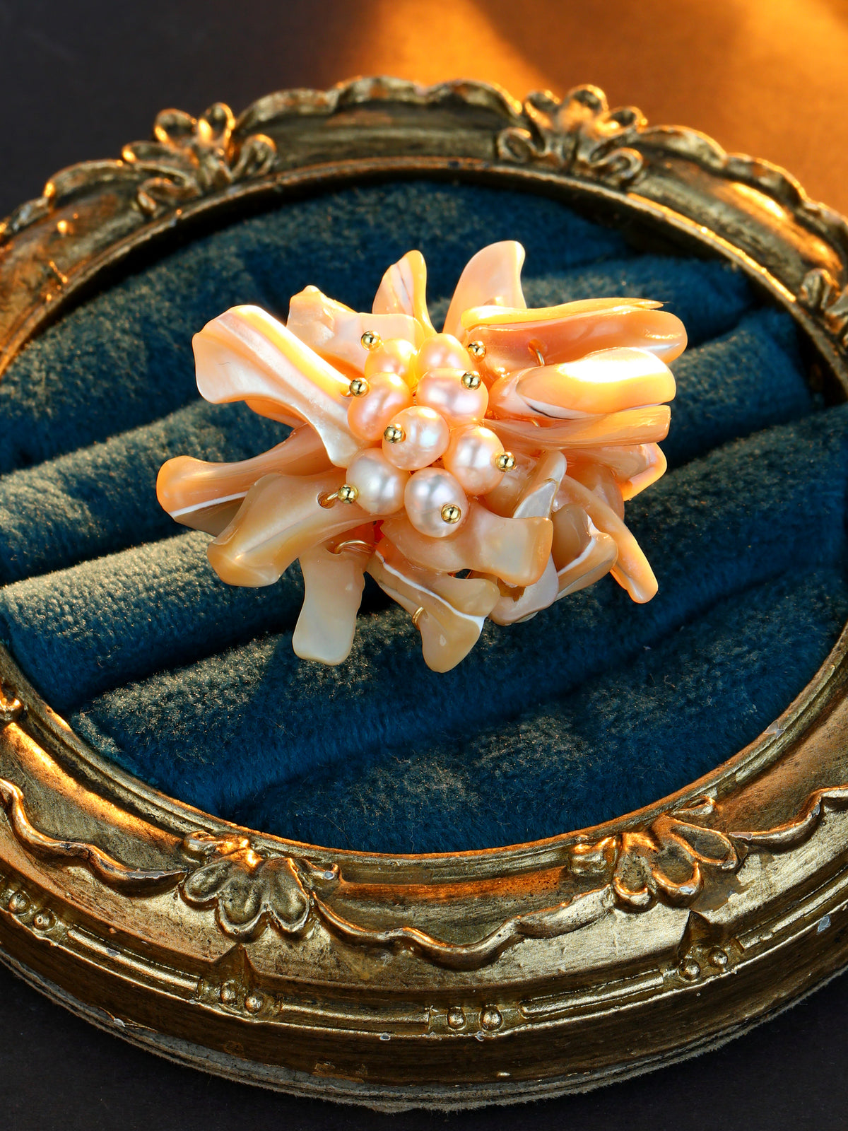 S2145R1 Pearl Chrysanthemum ring