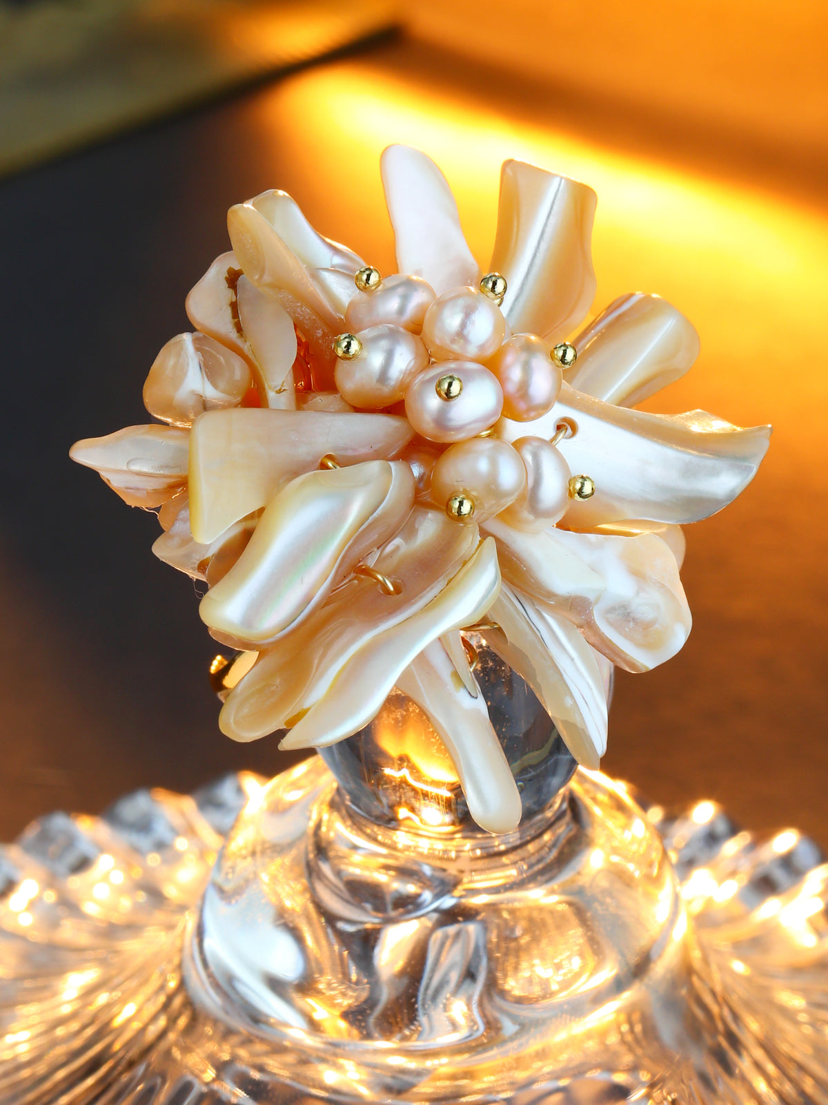 S2145R1 Pearl Chrysanthemum ring