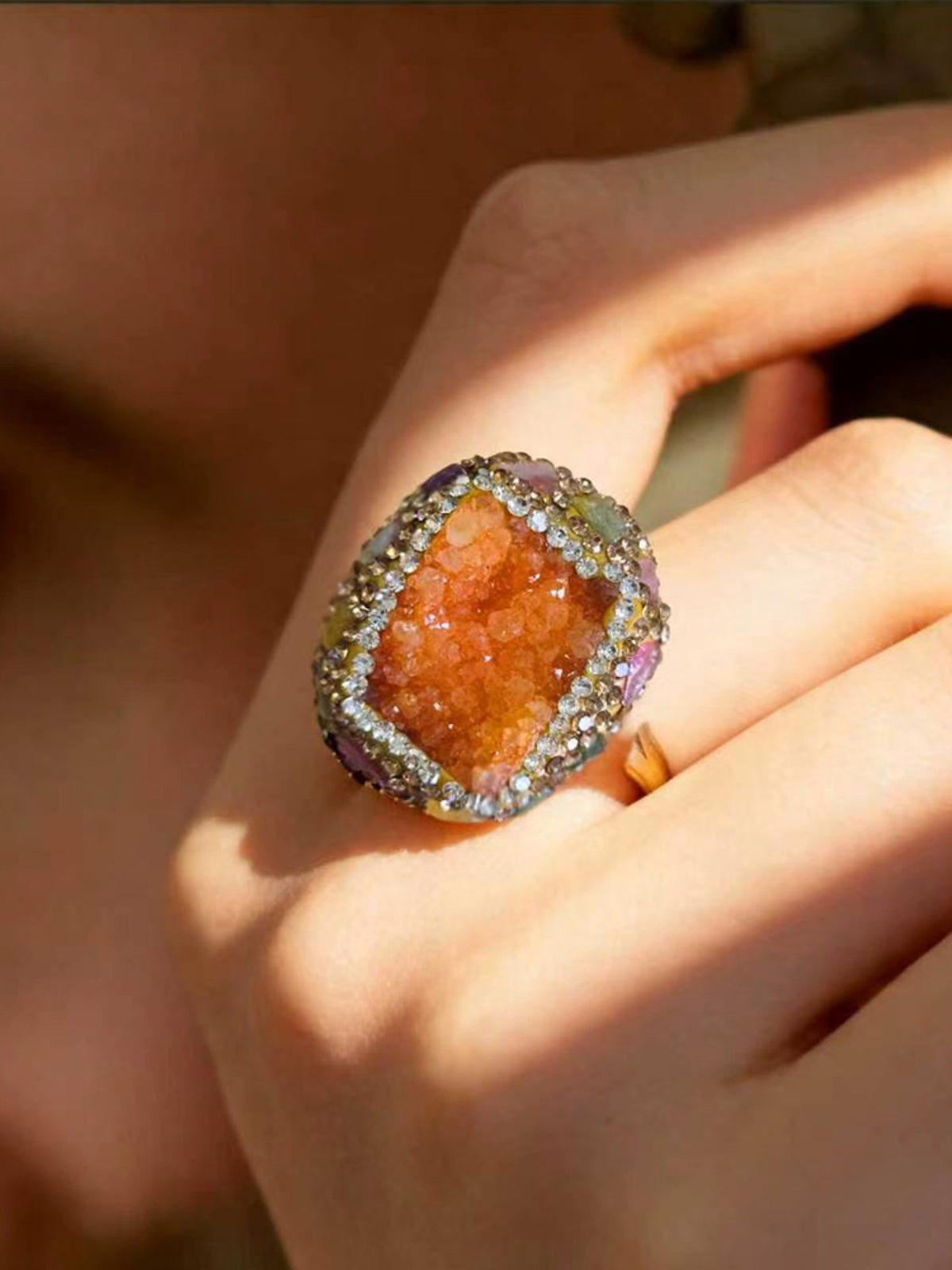 S2228R1 Sunset Druzy ring