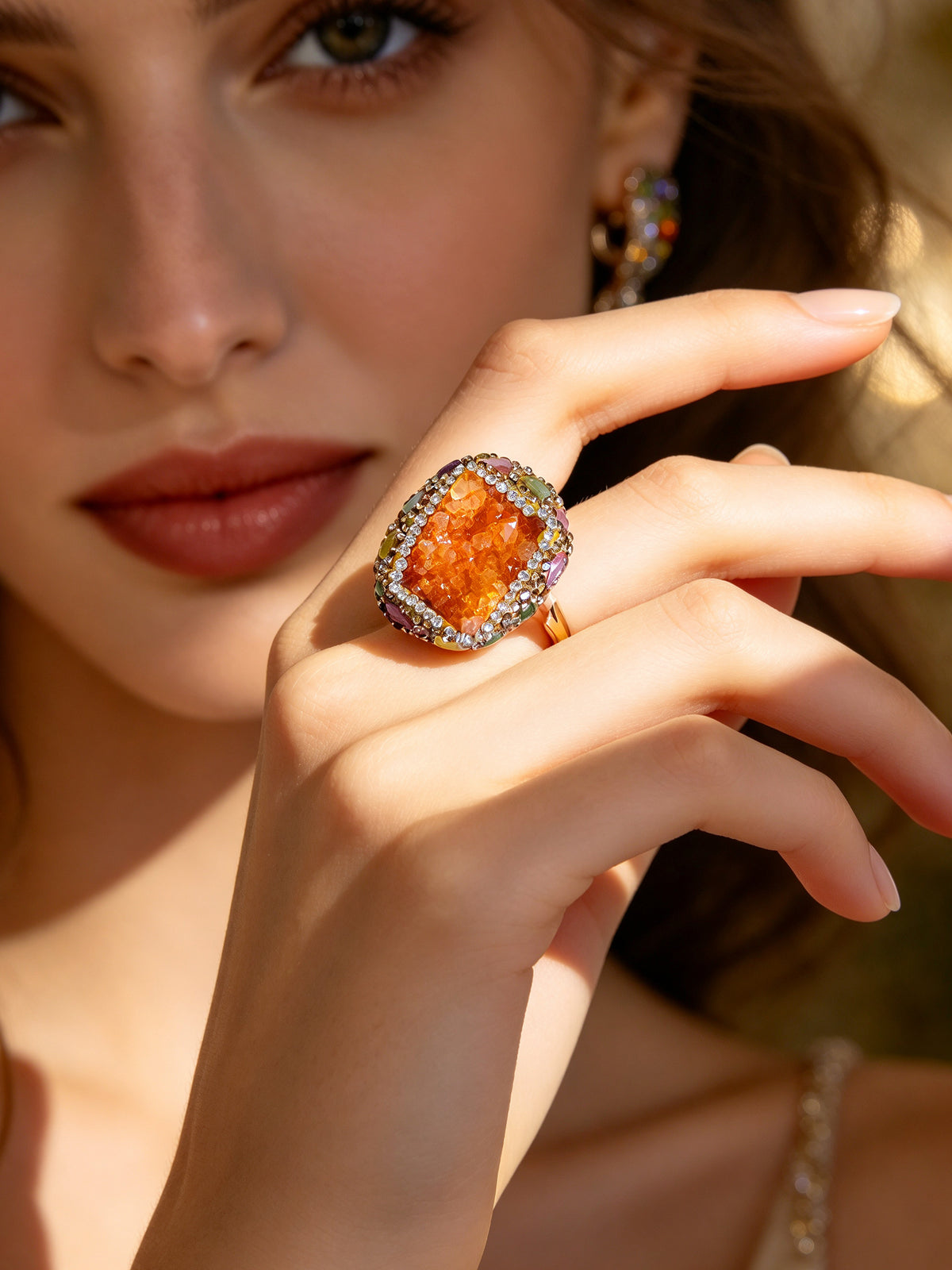 S2228R1 Sunset Druzy ring