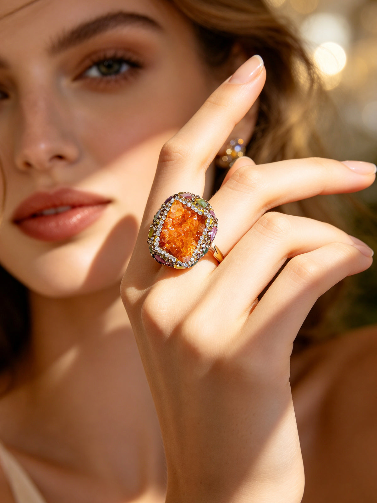 S2228R1 Sunset Druzy ring