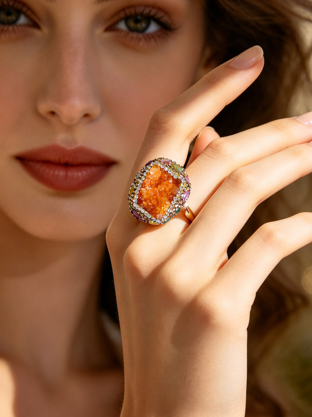 S2228R1 Sunset Druzy ring