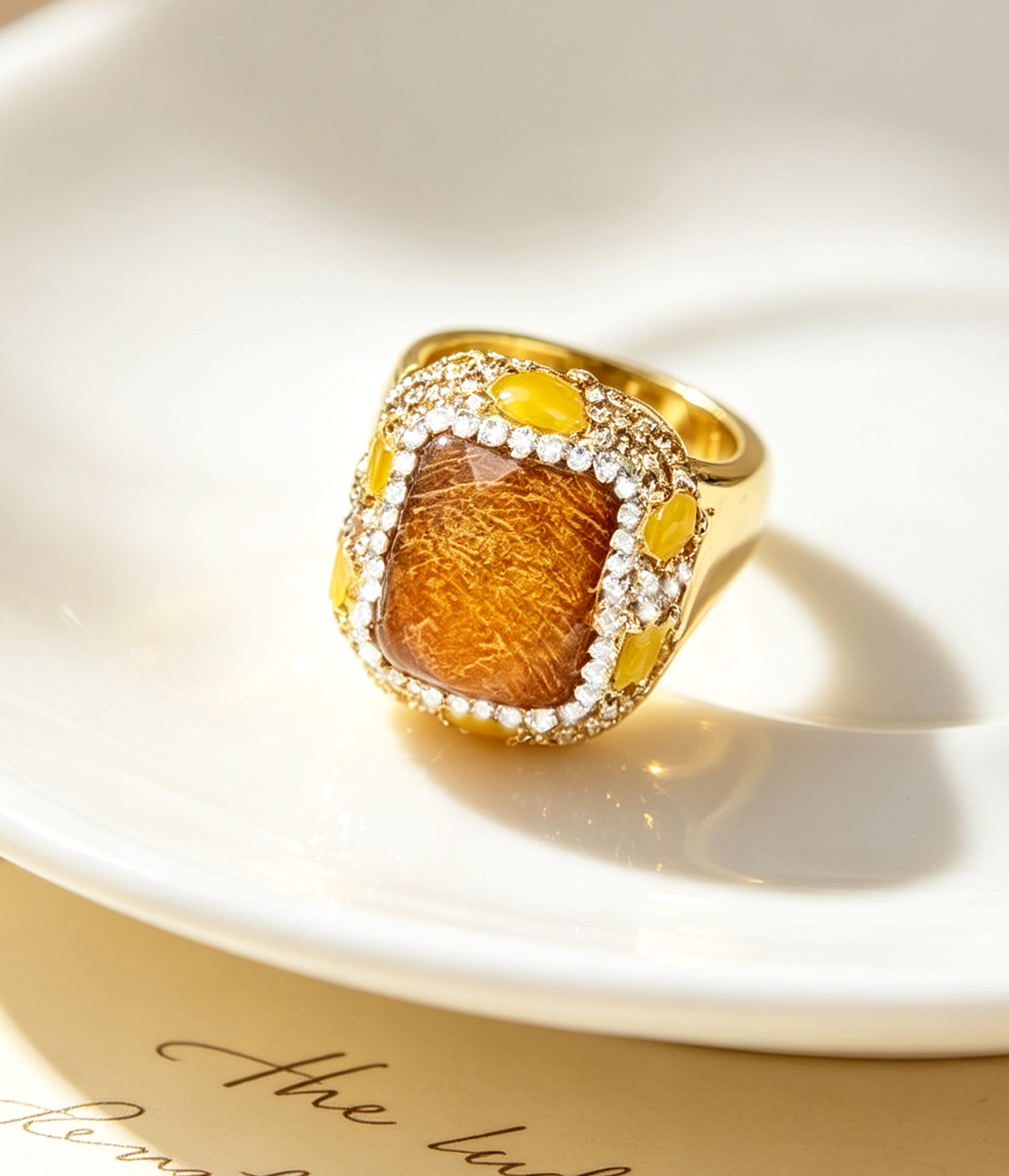 S2241R1 Amber Rutile ring