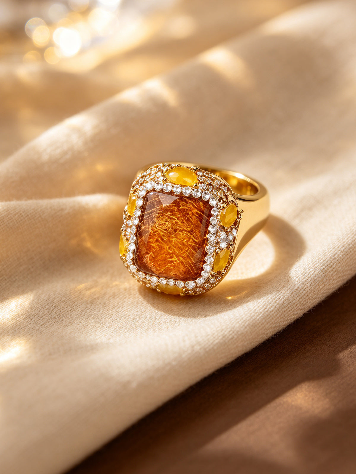 S2241R1 Amber Rutile ring