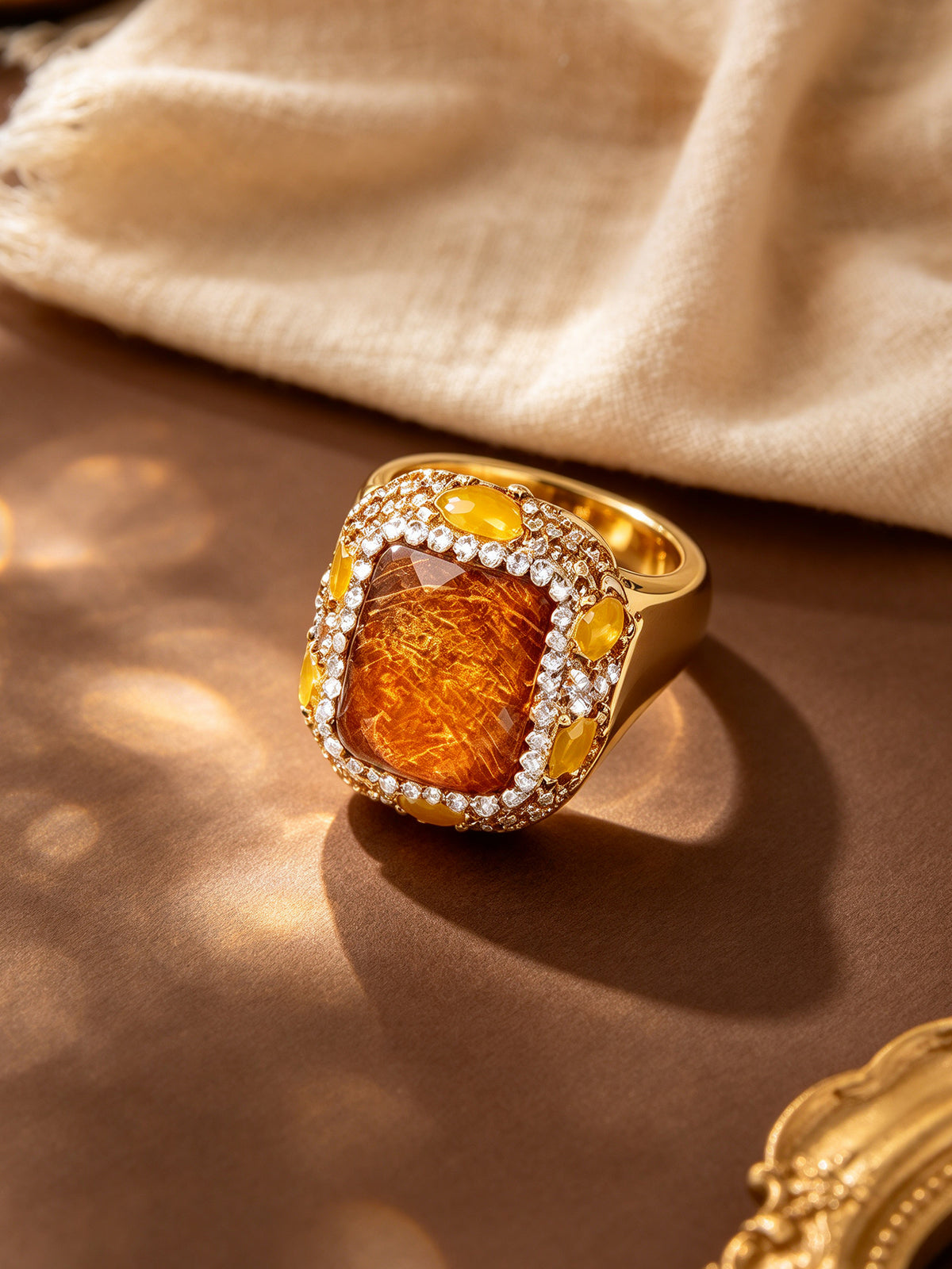 S2241R1 Amber Rutile ring