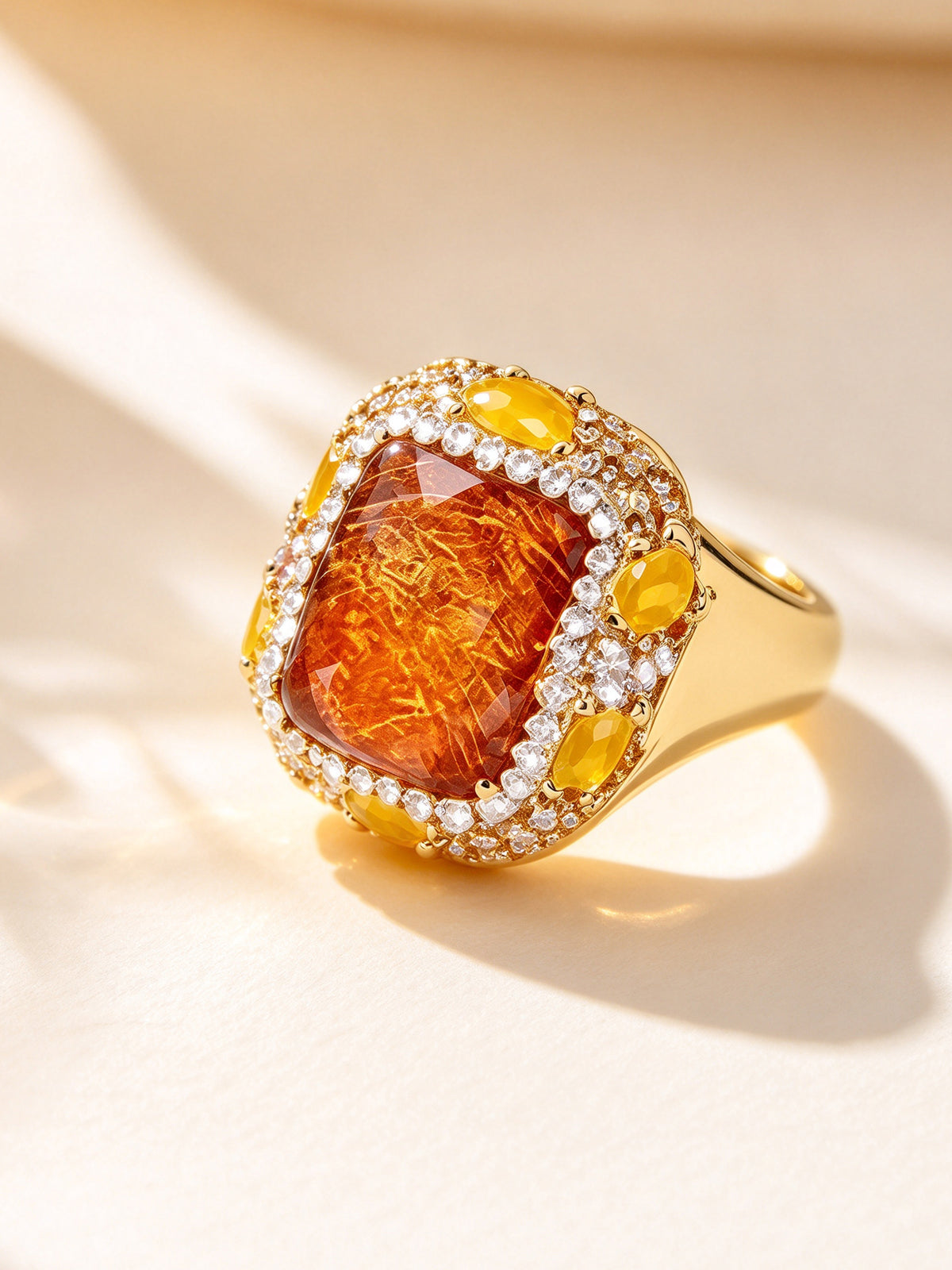 S2241R1 Amber Rutile ring