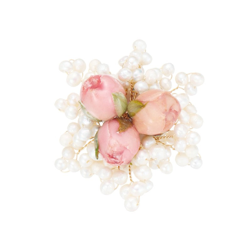 S2334B1 Pearls Scarf Buckle  Flower Brooch beautiful elegant fine handmade gifts