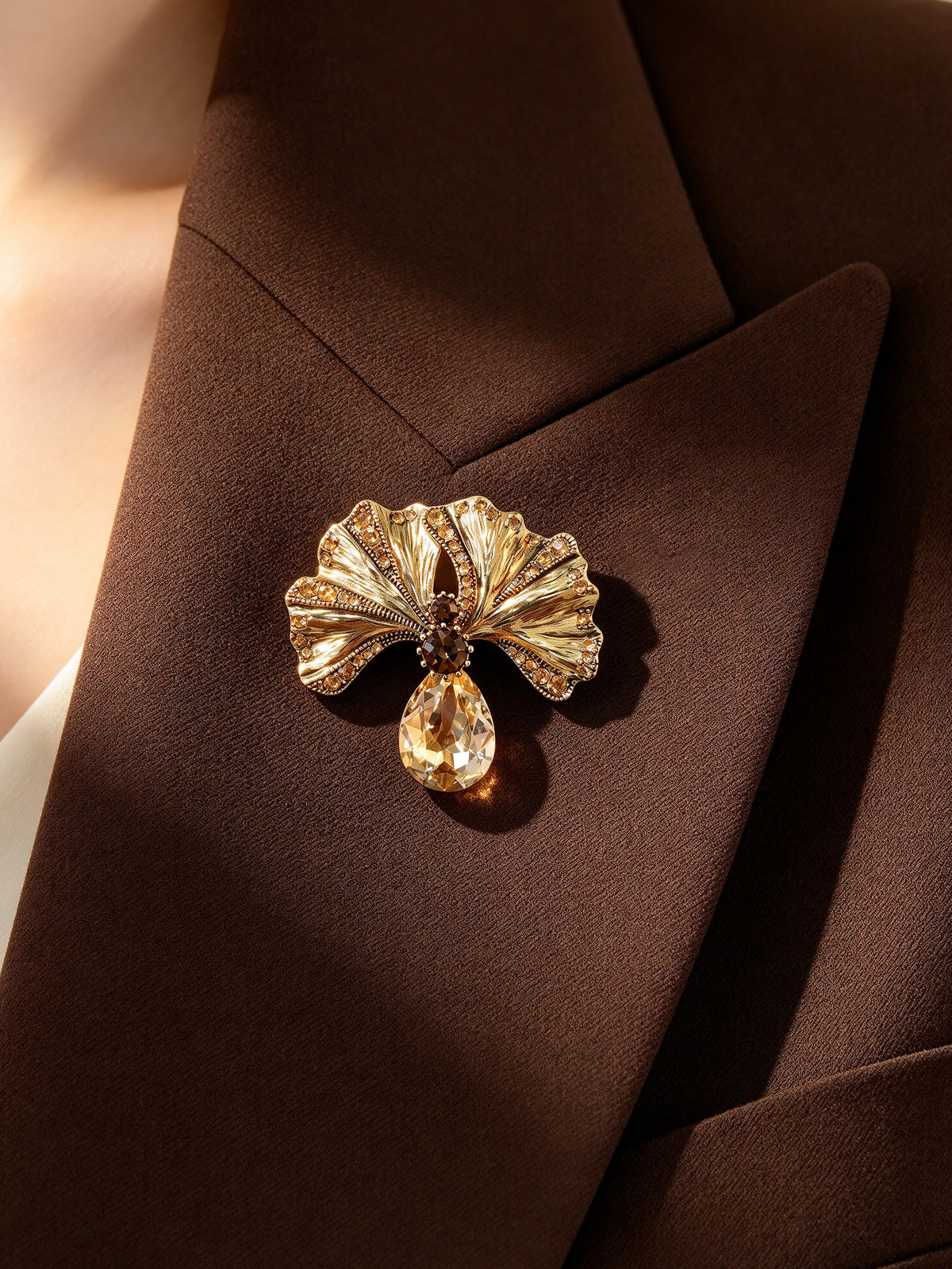 S2415B1 Ginkgo Teardrop brooch