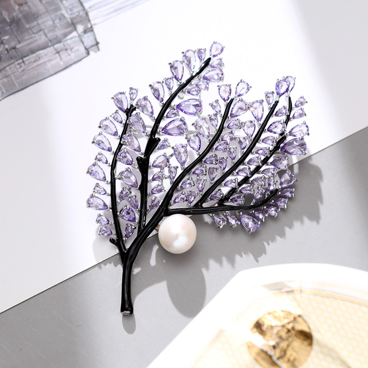 S2418B1 Lavender Tree brooch