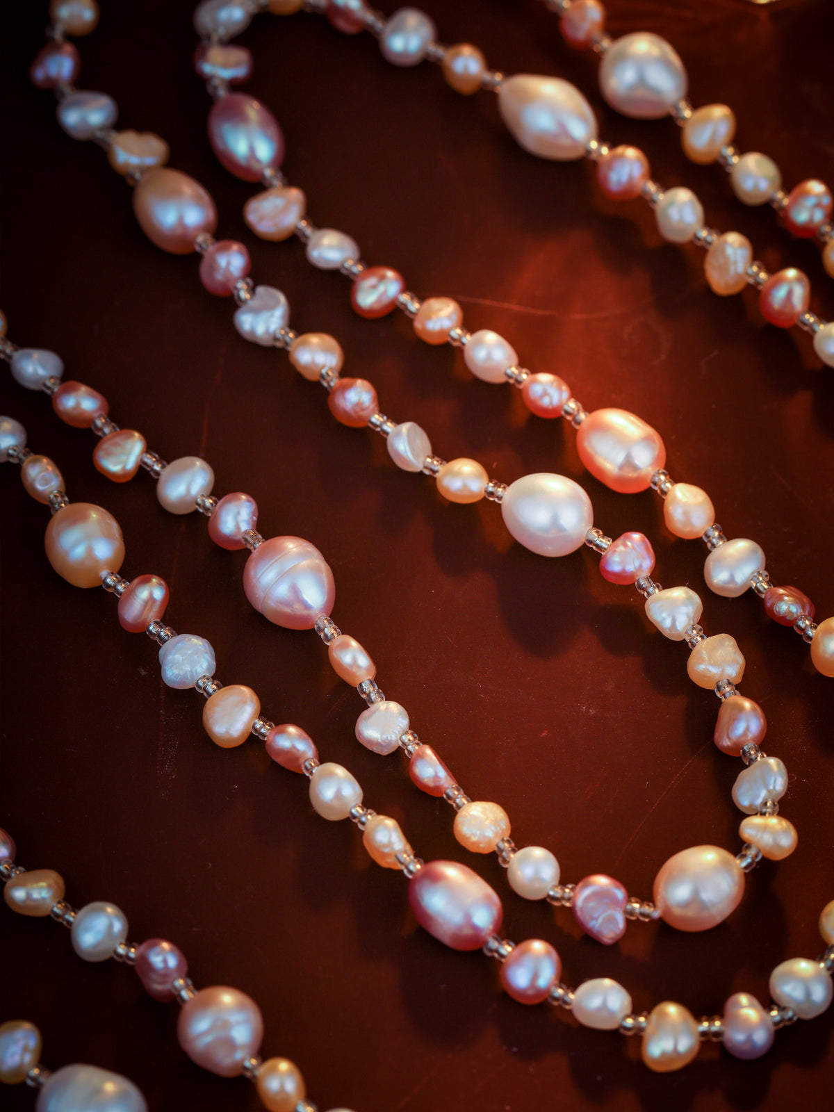 S2516N1 Blush Freshwater Pearl rope necklace