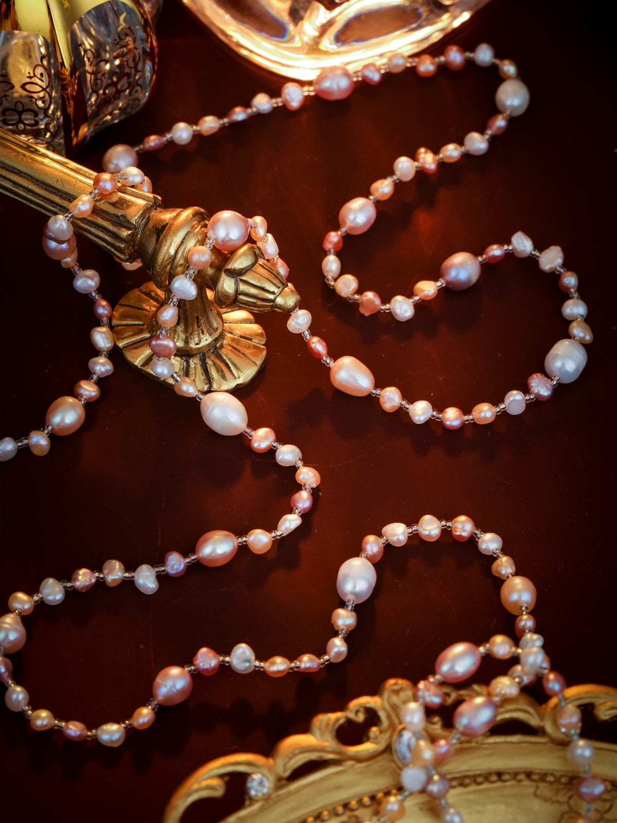 S2516N1 Blush Freshwater Pearl rope necklace