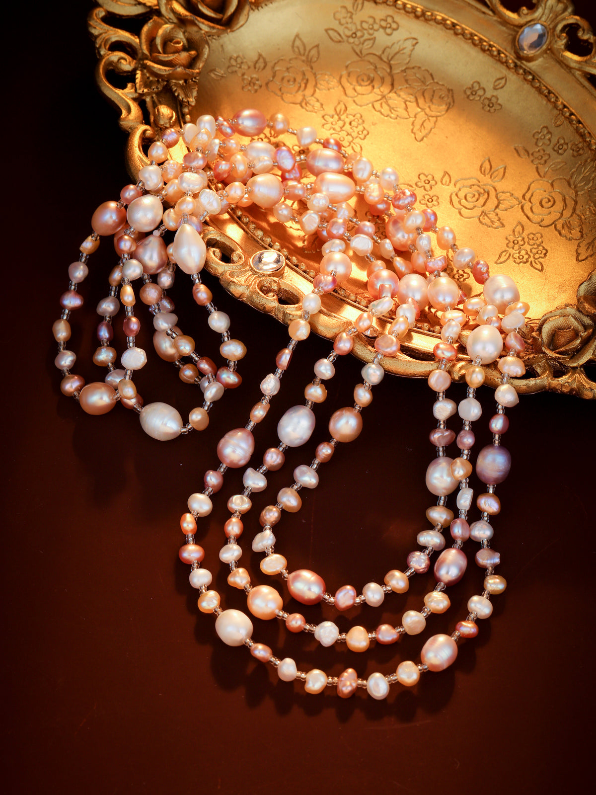S2516N1 Blush Freshwater Pearl rope necklace