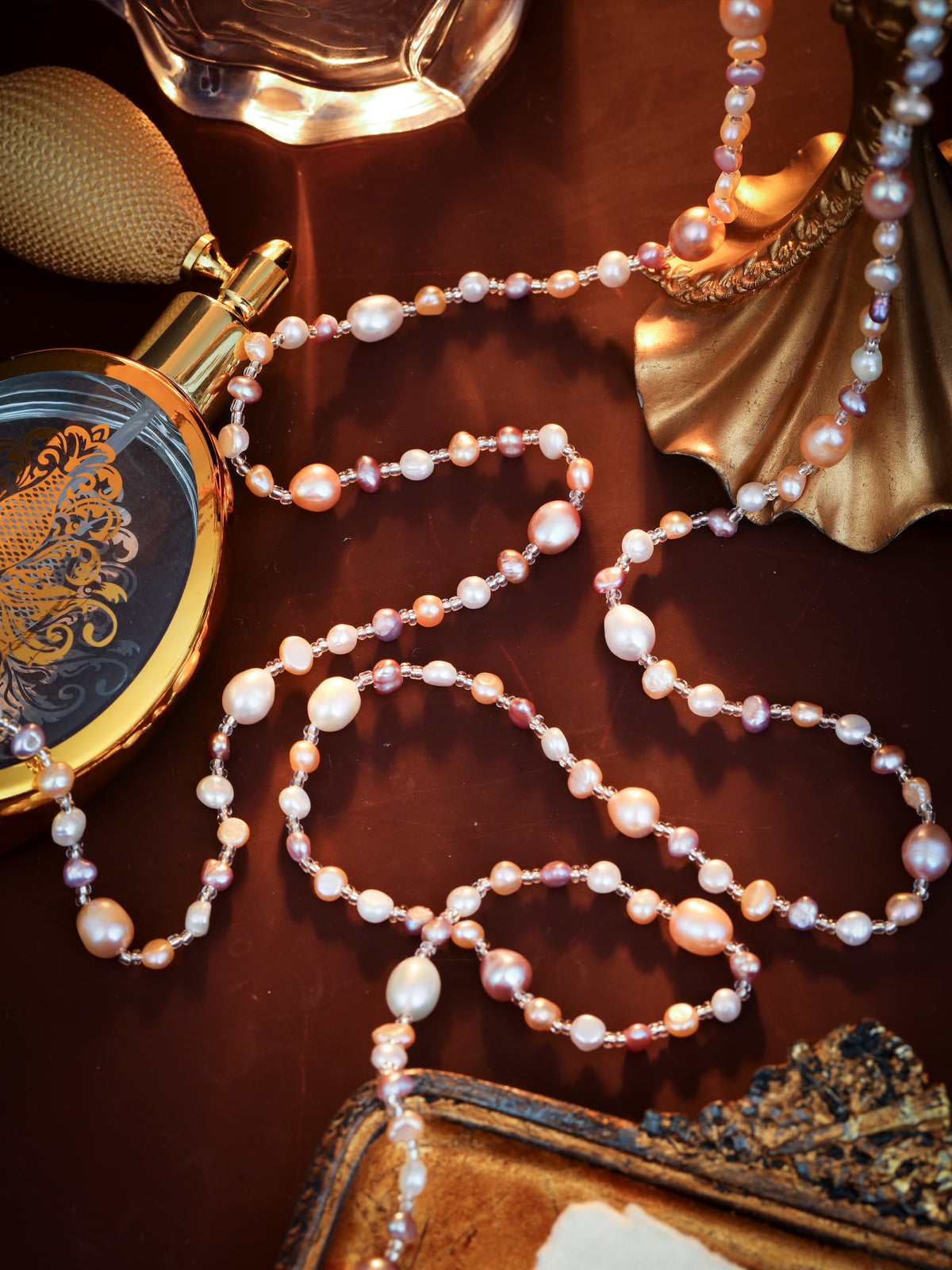 S2516N1 Blush Freshwater Pearl rope necklace