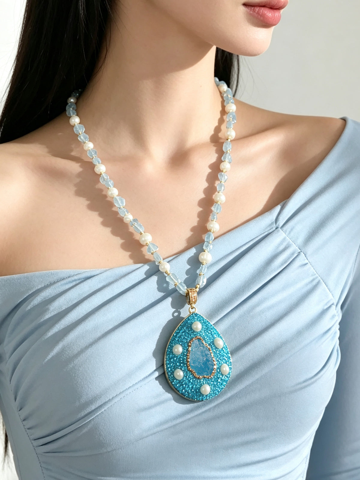 S2574N1 Ocean Teardrop necklace