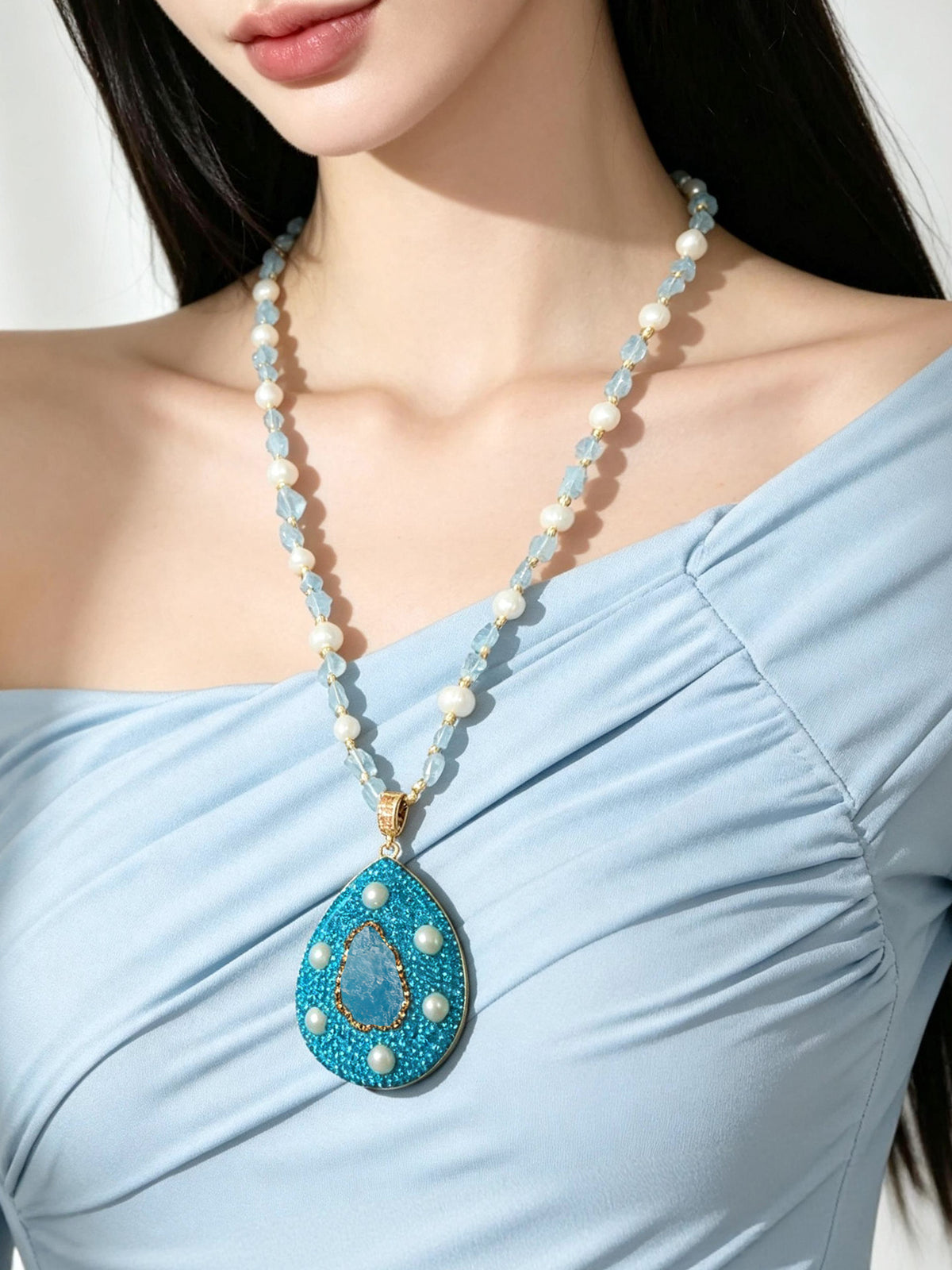 S2574N1 Ocean Teardrop necklace