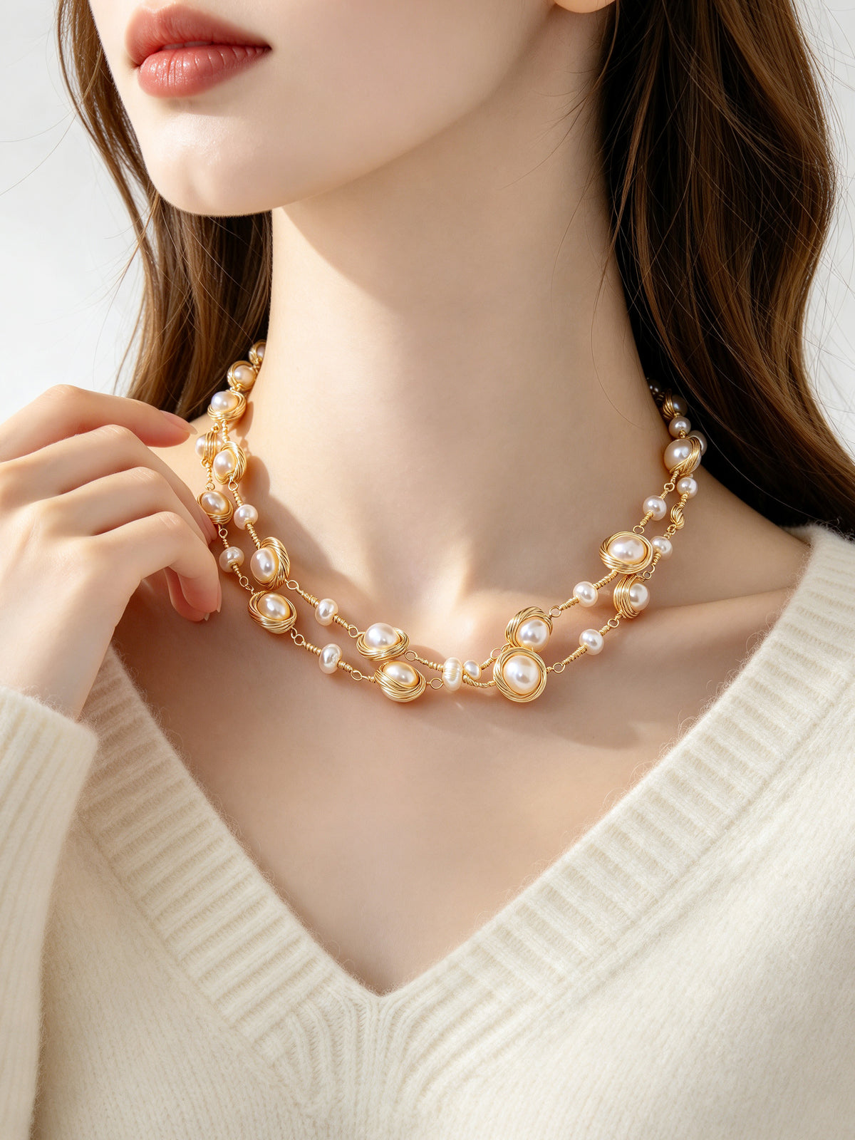 S2776N1 Bronze Pearl Rope necklace
