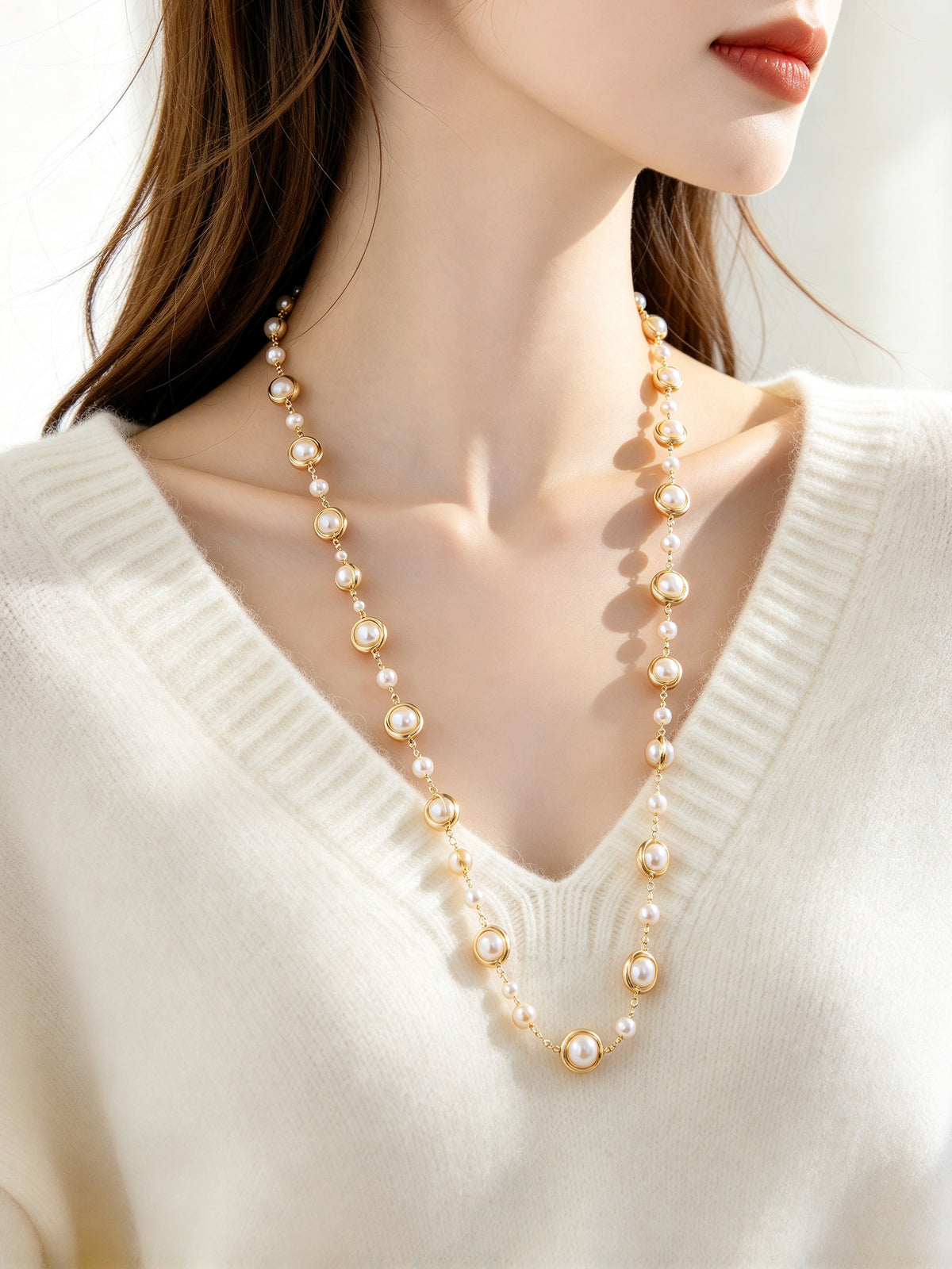 S2776N1 Bronze Pearl Rope necklace