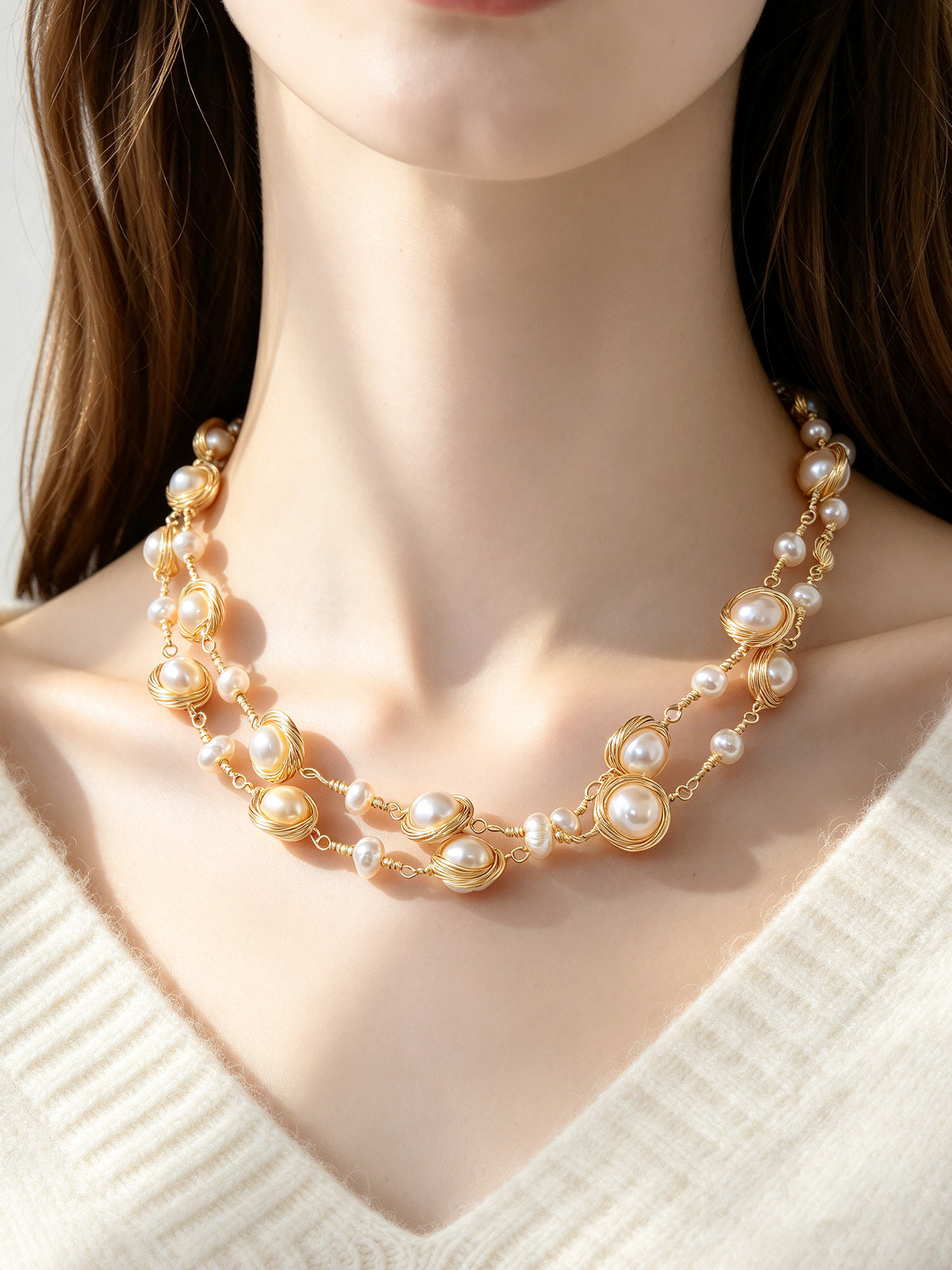 S2776N1 Bronze Pearl Rope necklace