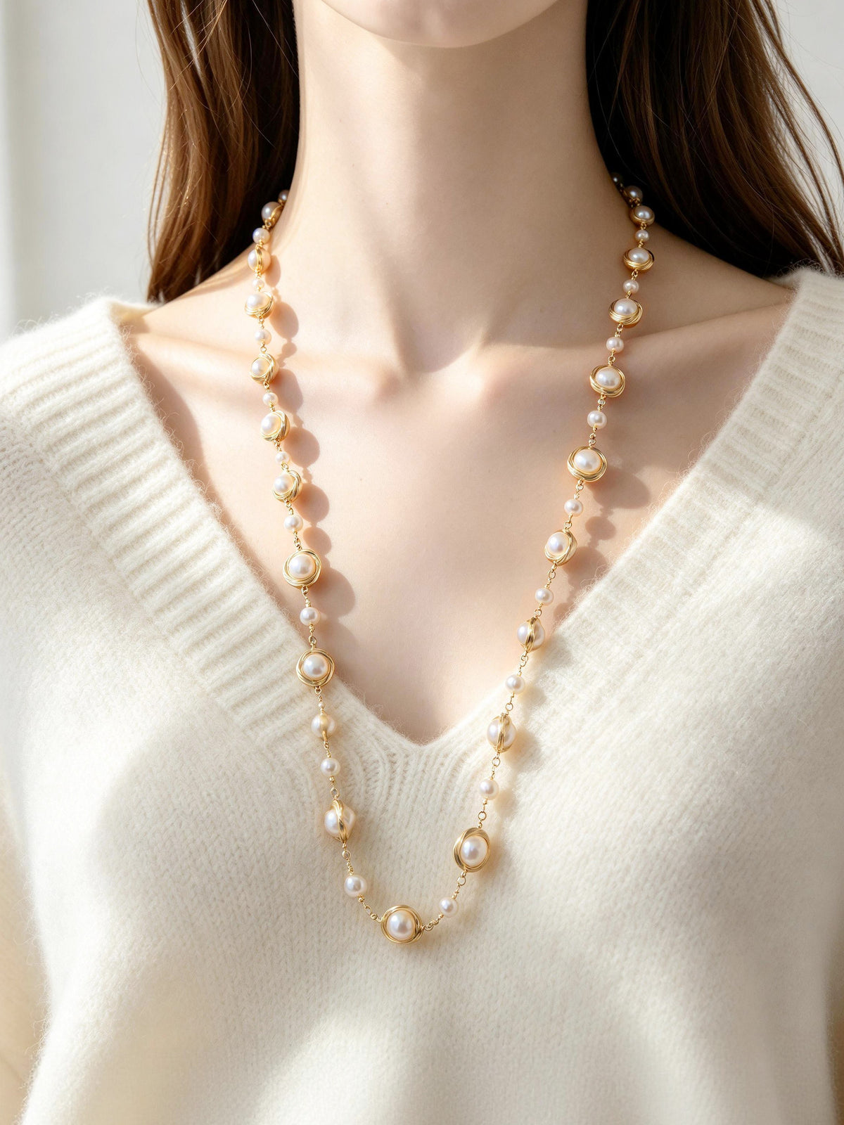 S2776N1 Bronze Pearl Rope necklace