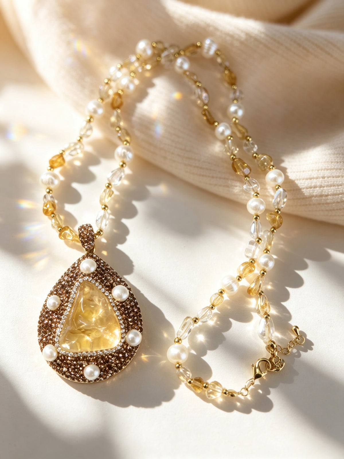 S3021N1 Citrine Teardrop necklace