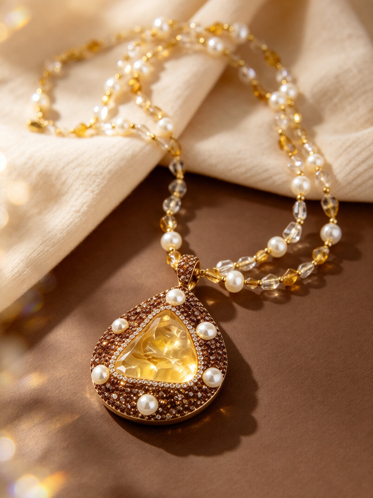 S3021N1 Citrine Teardrop necklace