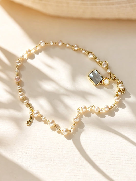 S3037N1 Misty Square Pearl necklace