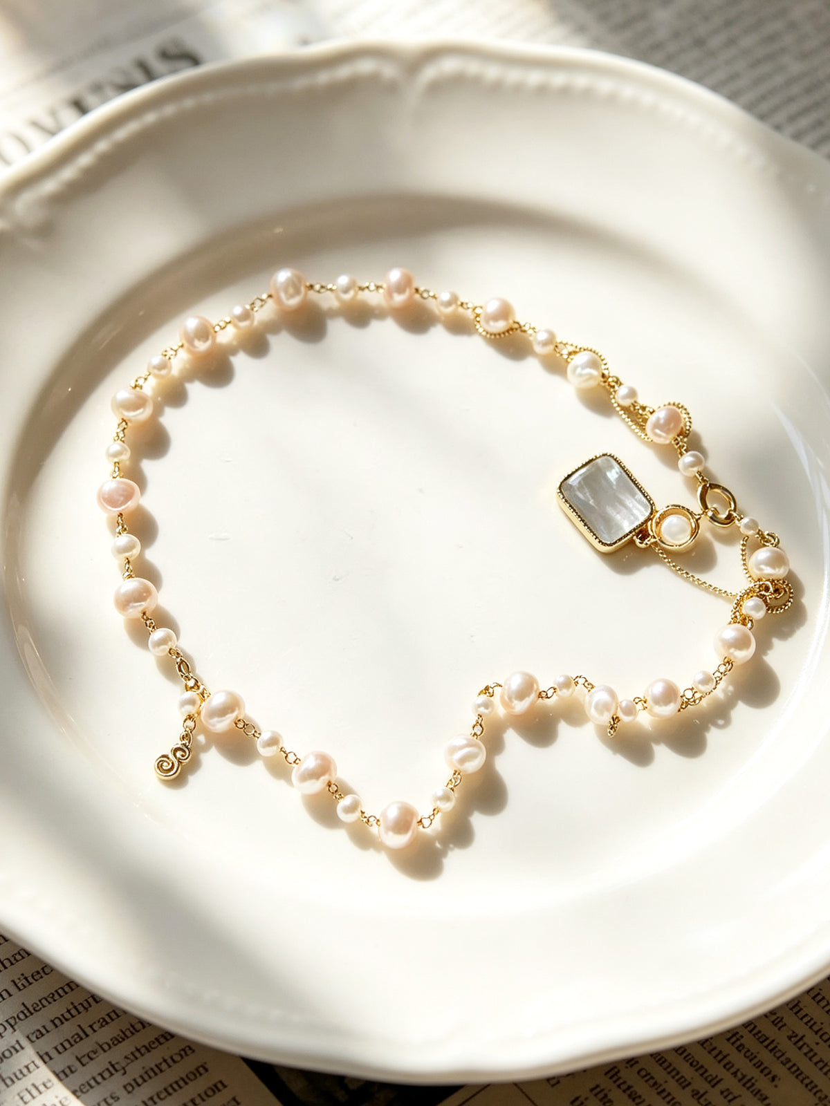 S3037N1 Misty Square Pearl necklace