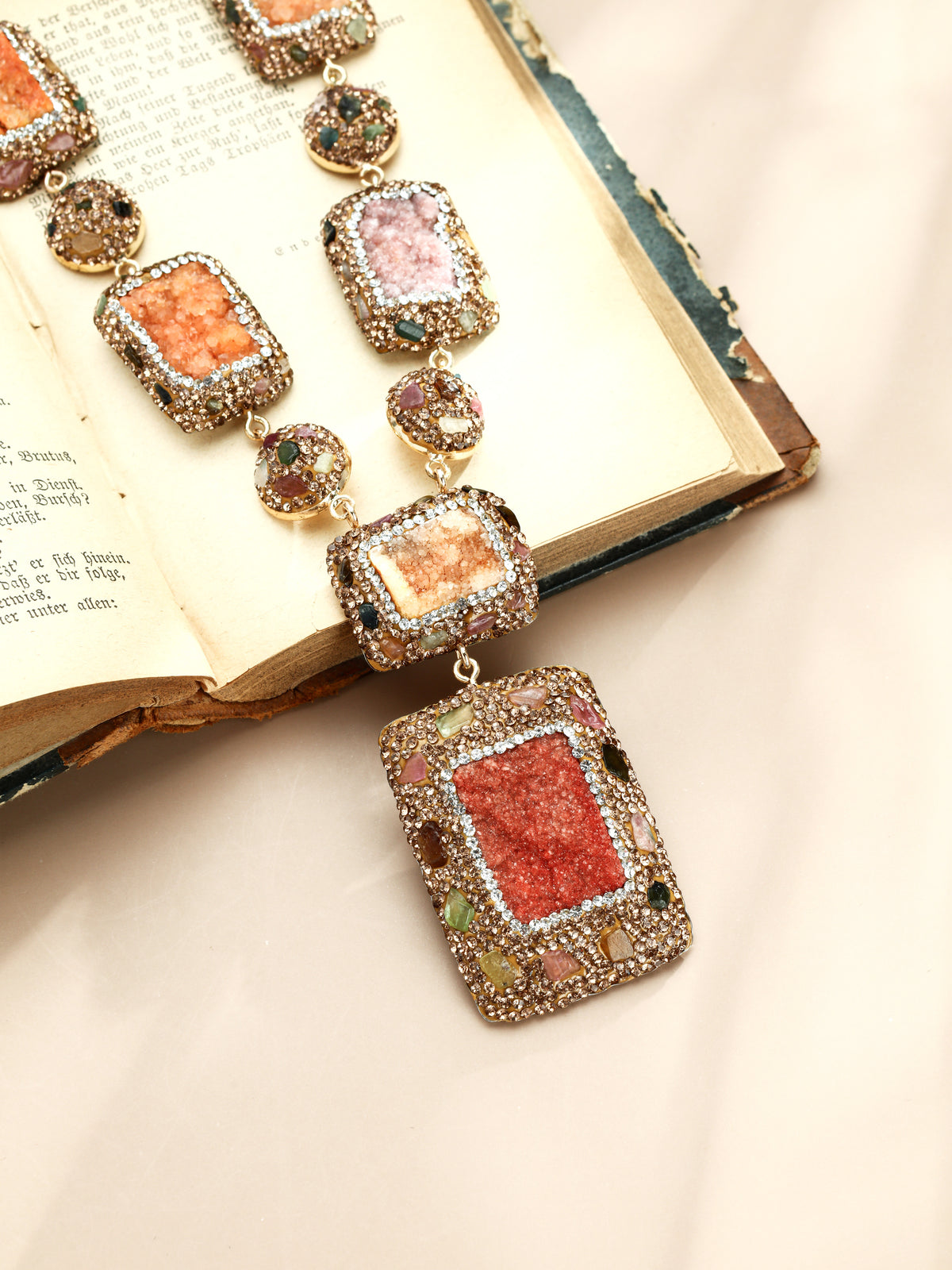 S3040N1 Sunset Druzy necklace