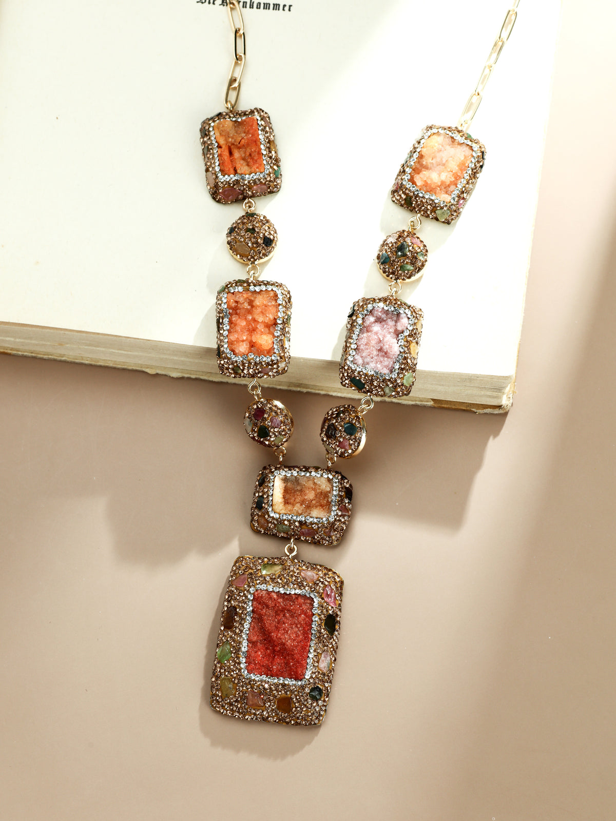 S3040N1 Sunset Druzy necklace
