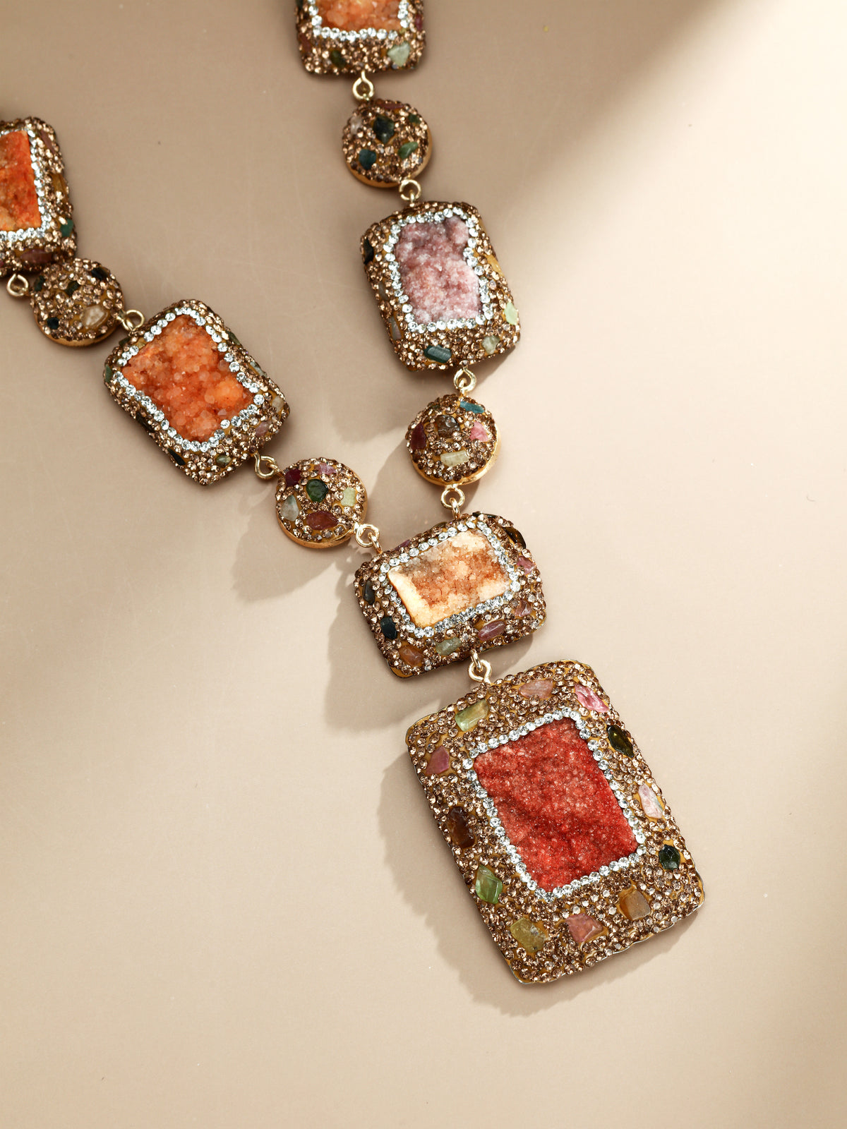S3040N1 Sunset Druzy necklace