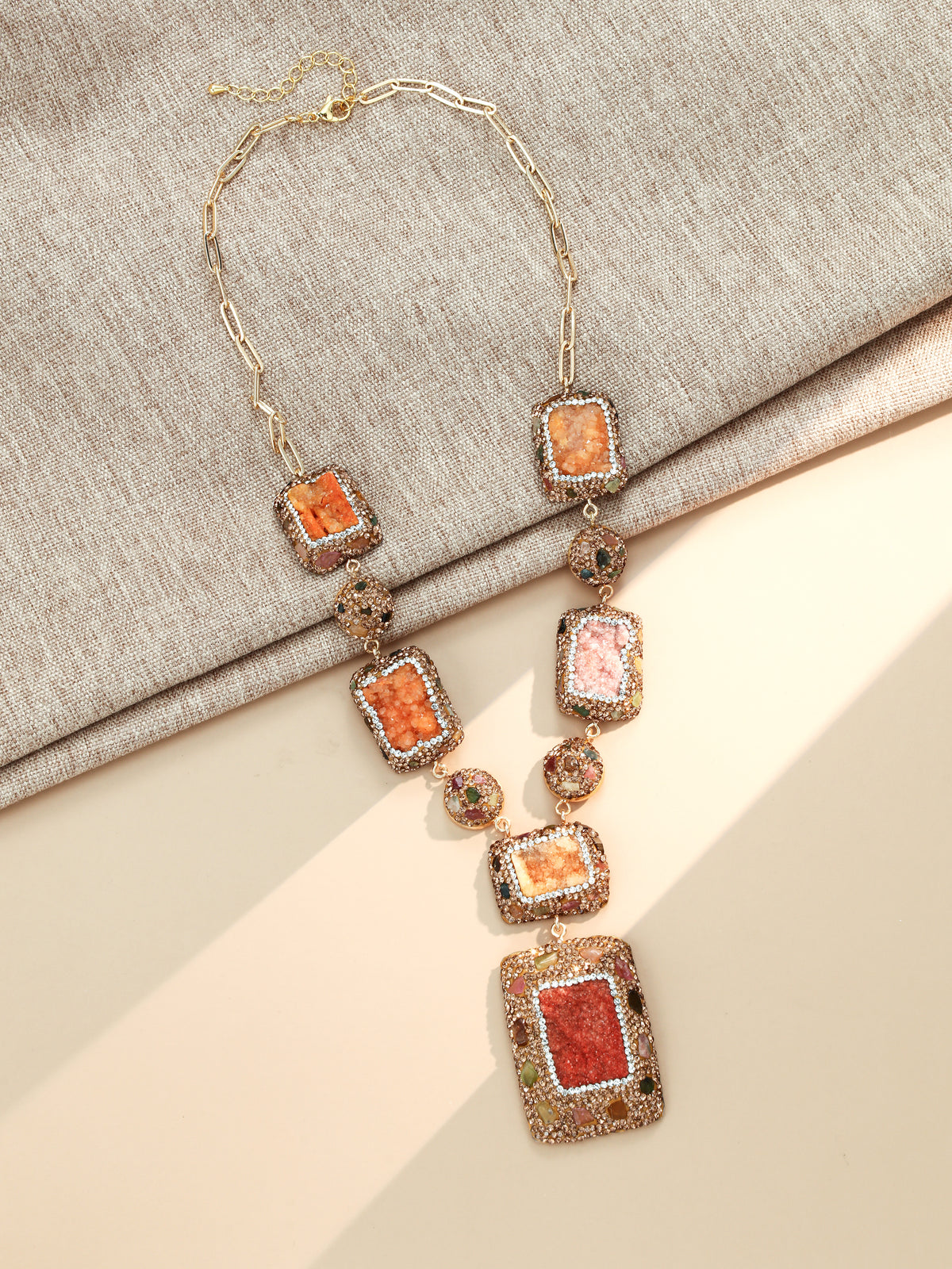 S3040N1 Sunset Druzy necklace