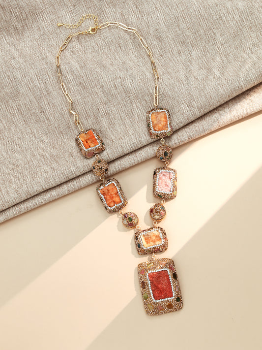 S3040N1 Sunset Druzy necklace