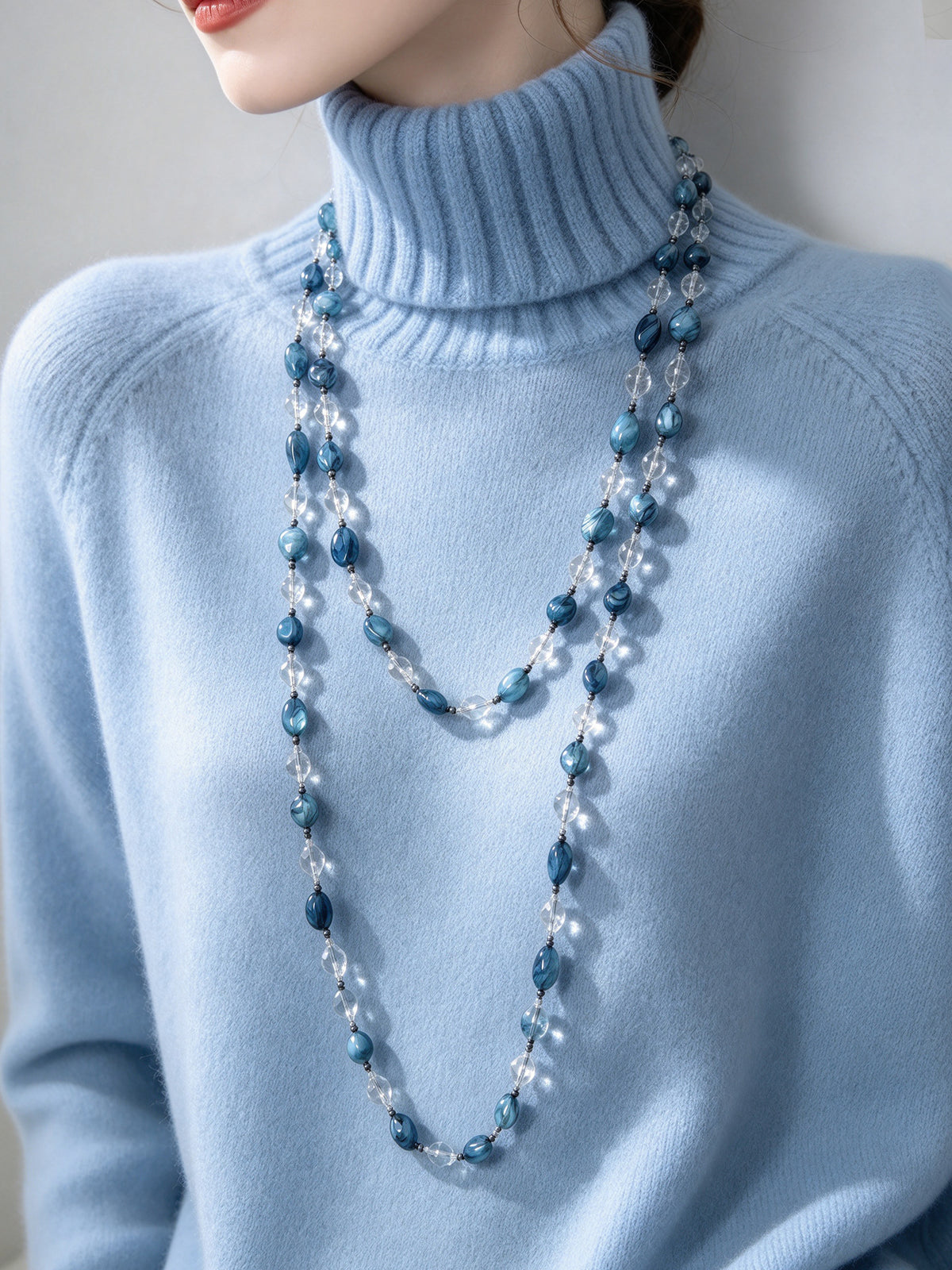 S3050N1 Blue Crystal necklace