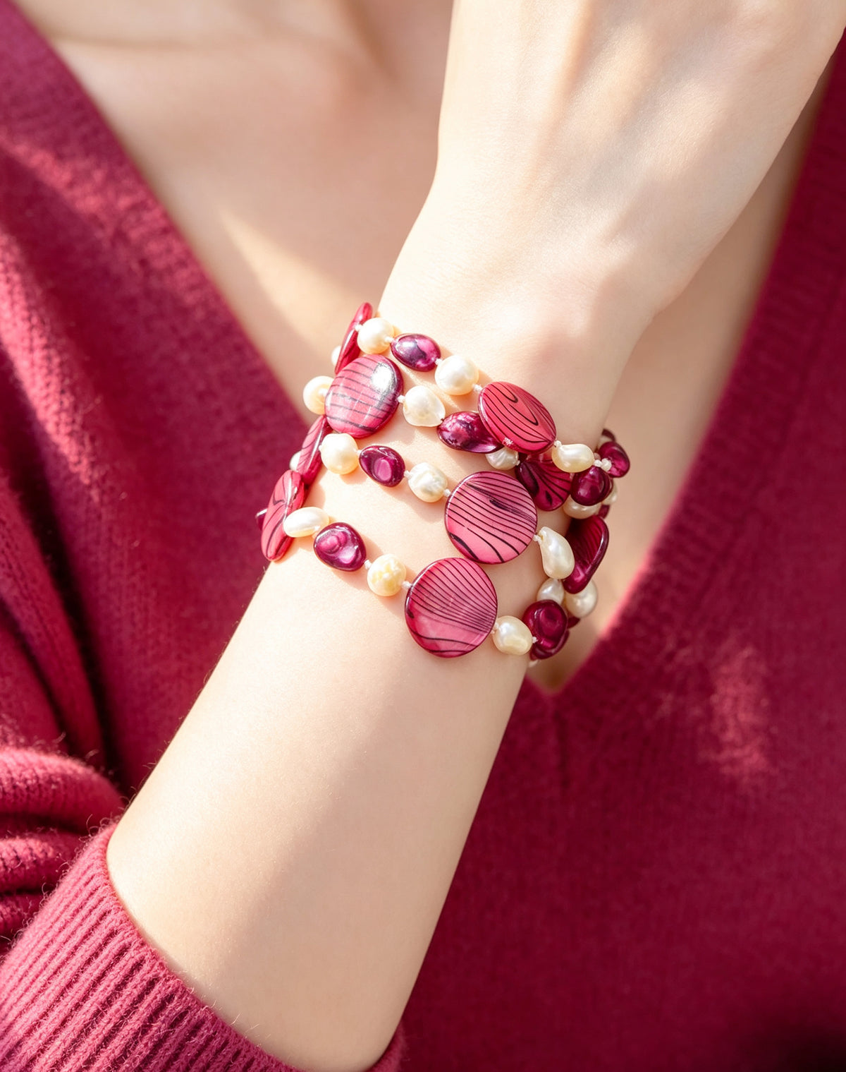 S3051N1 Magenta Shell necklace
