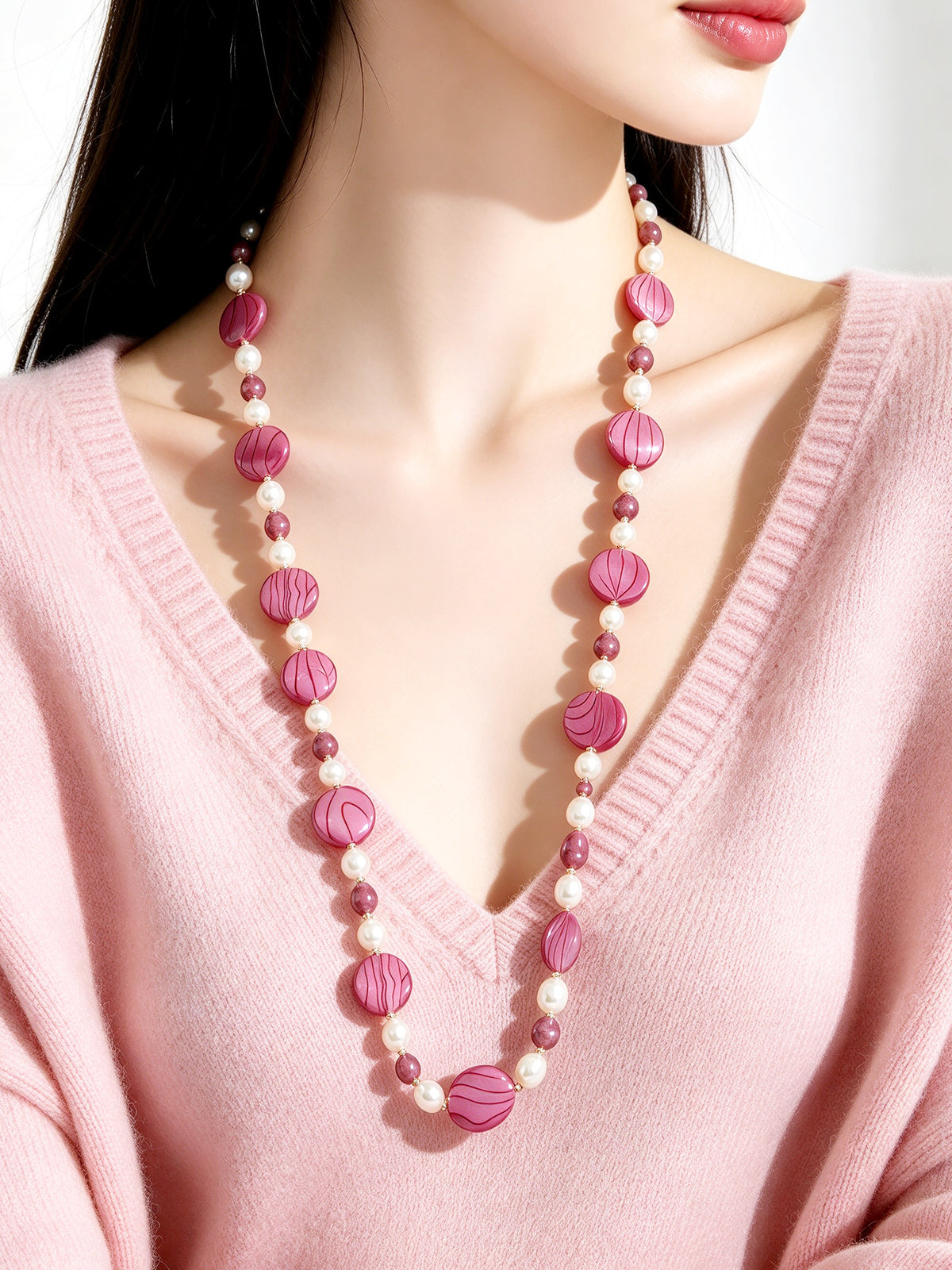 S3051N1 Magenta Shell necklace
