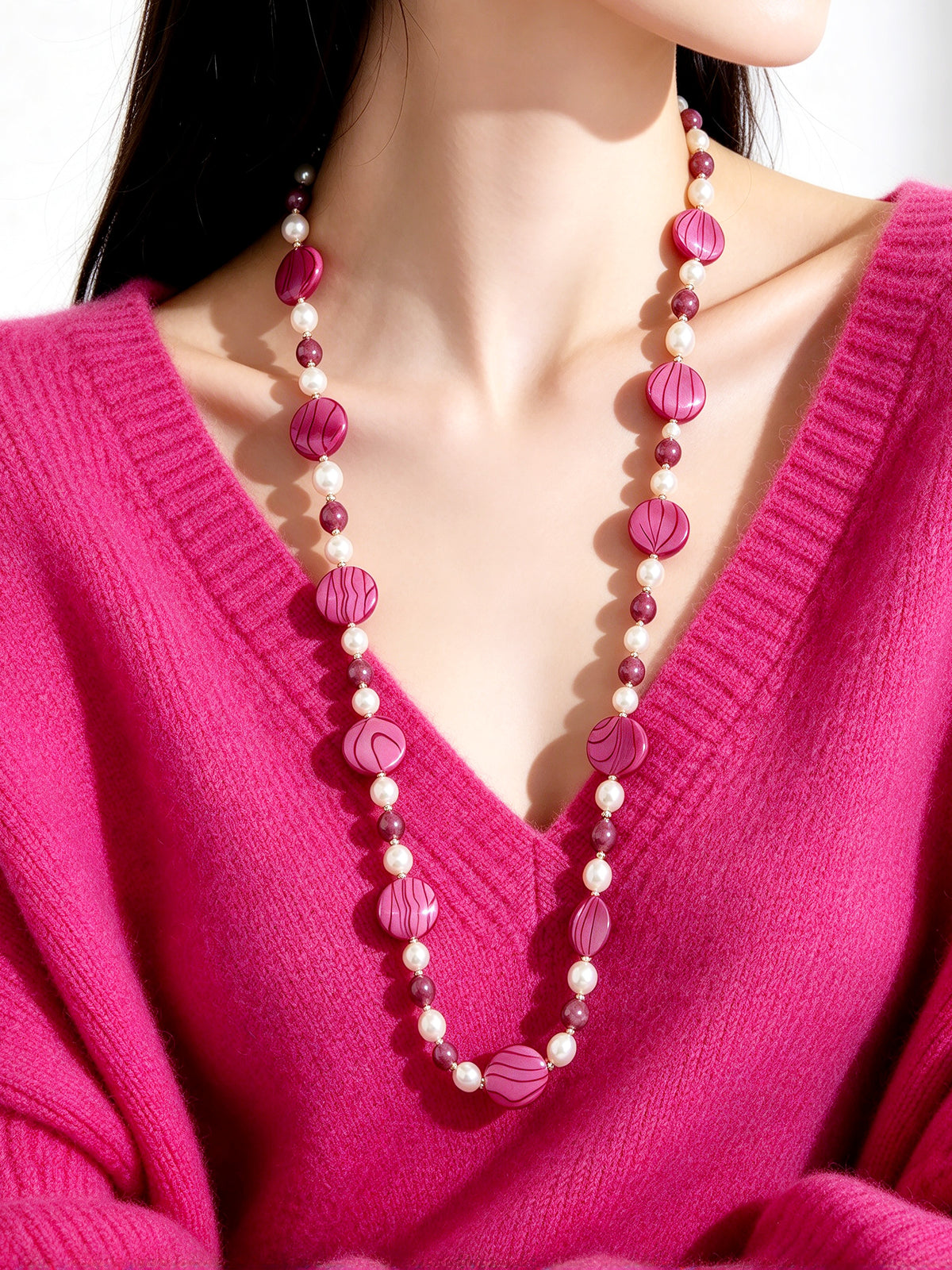 S3051N1 Magenta Shell necklace
