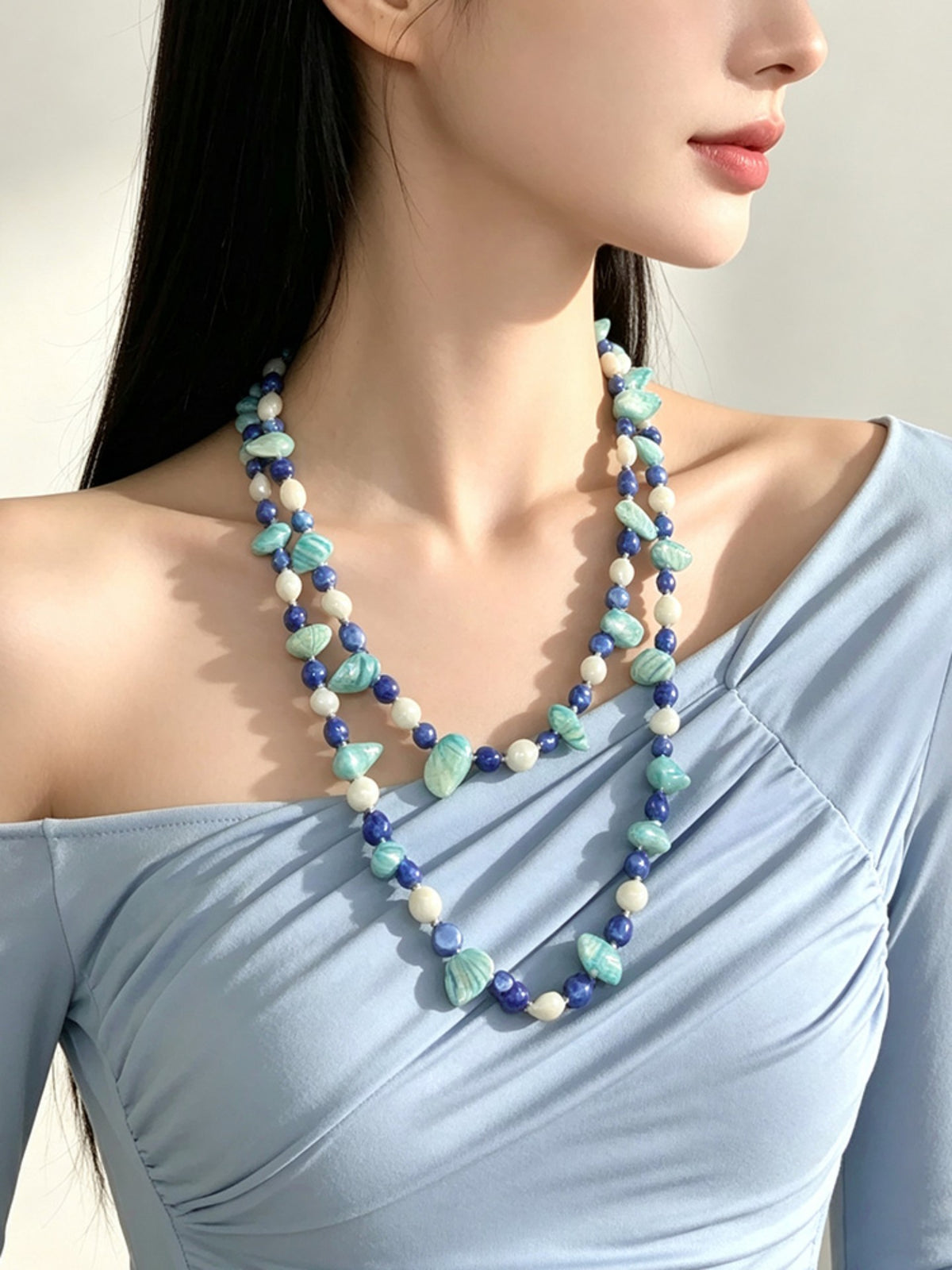 S3052N1 Blue Rose necklace
