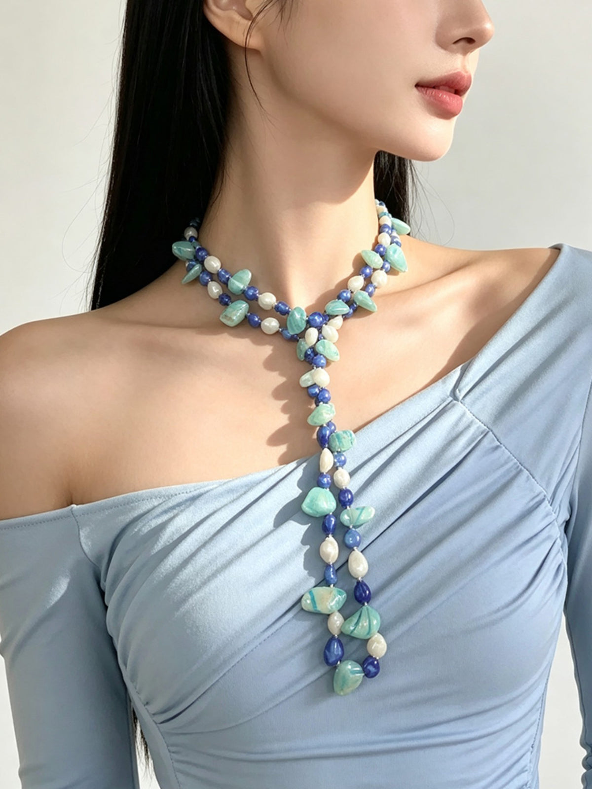 S3052N1 Blue Rose necklace