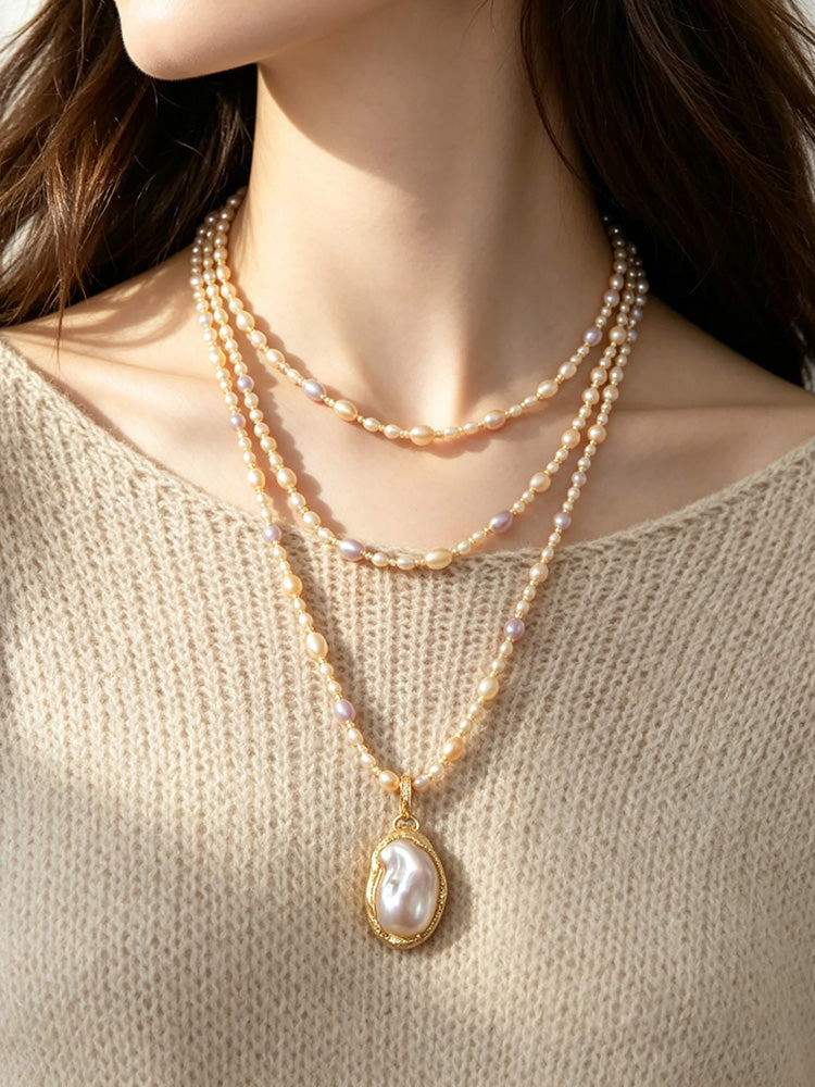 S3080N1 Champagne Pearl Lariat necklace