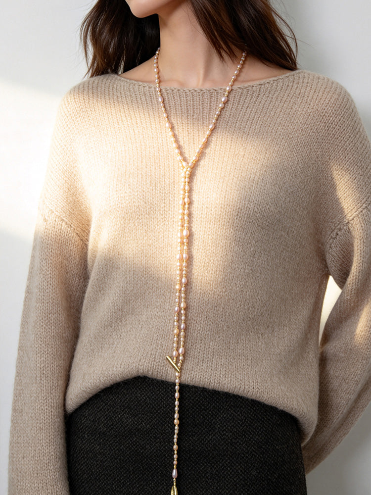 S3080N1 Champagne Pearl Lariat necklace