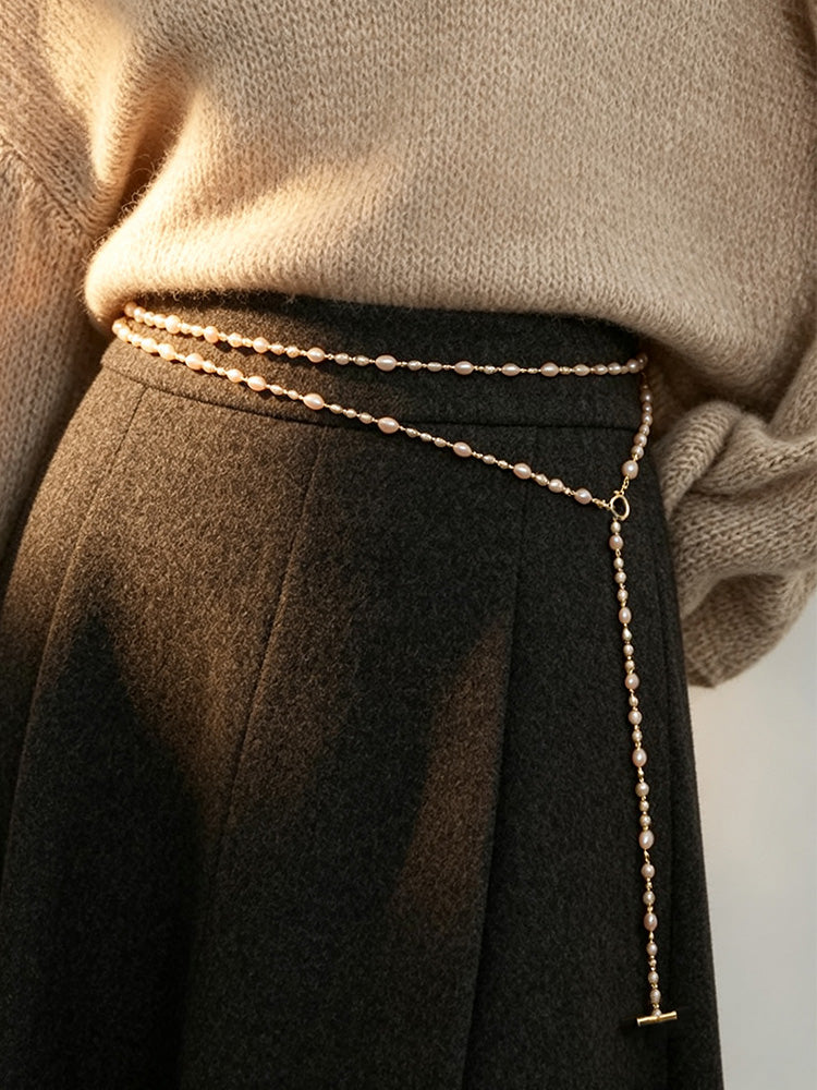S3080N1 Champagne Pearl Lariat necklace
