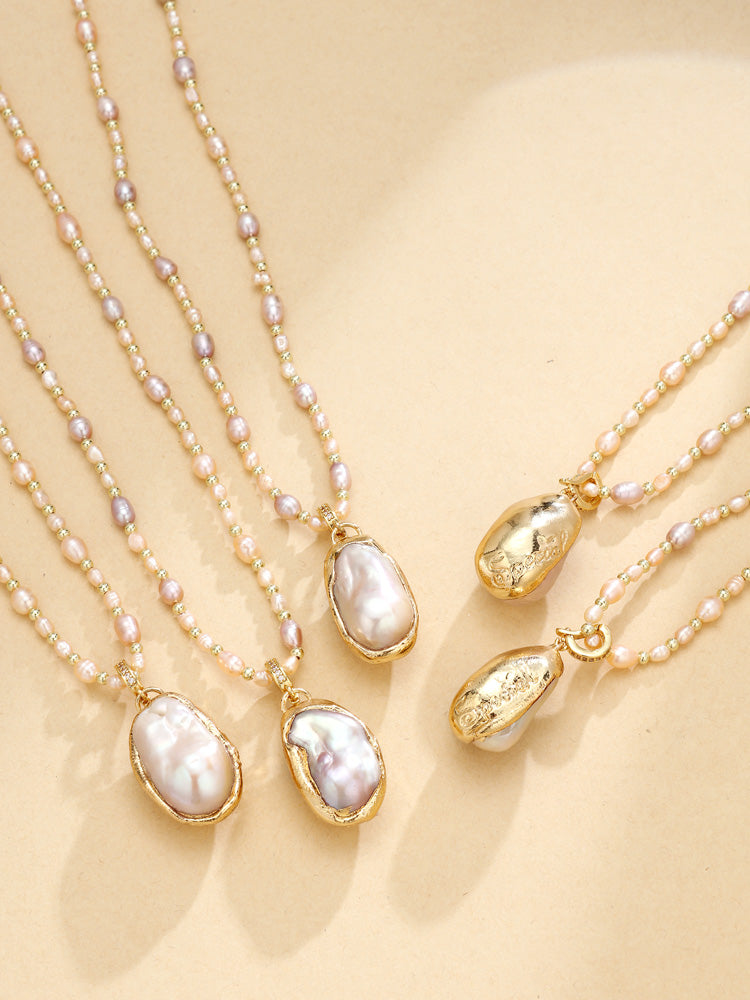 S3080N1 Champagne Pearl Lariat necklace