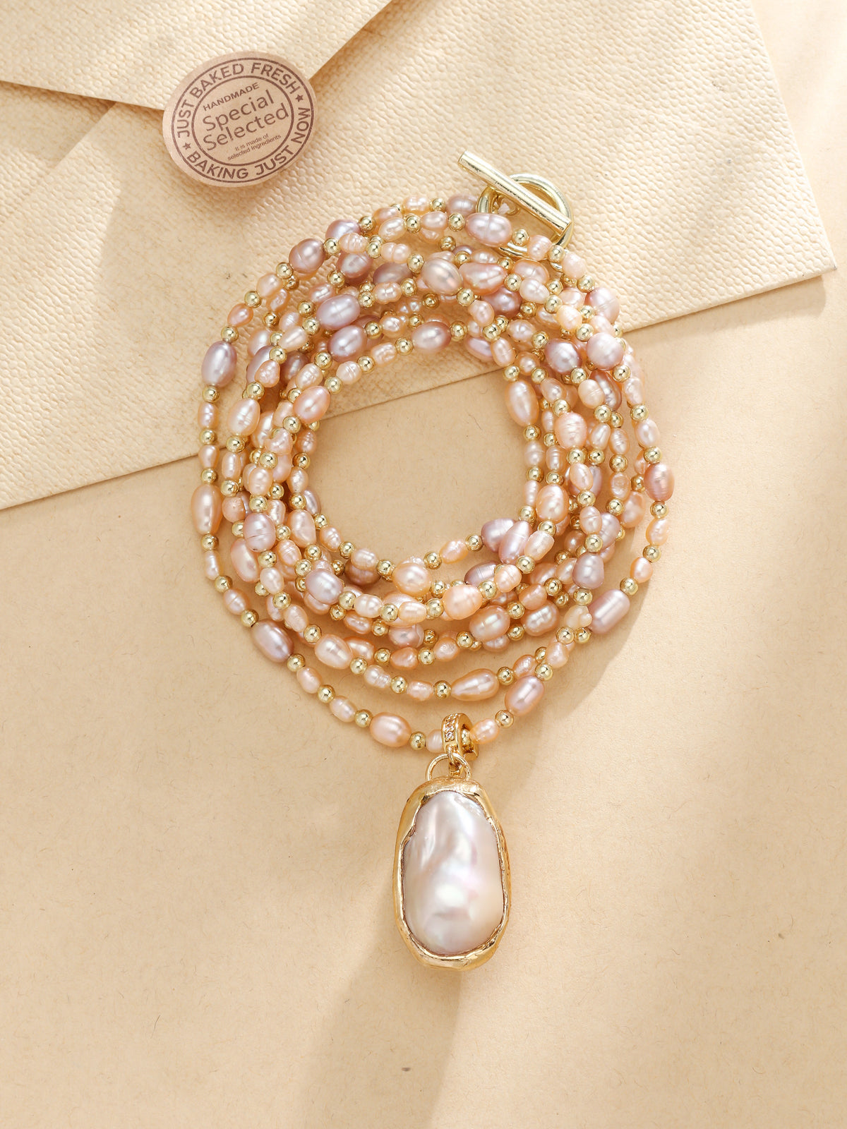 S3080N1 Champagne Pearl Lariat necklace