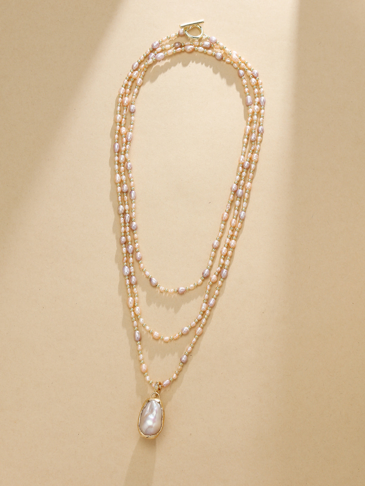 S3080N1 Champagne Pearl Lariat necklace