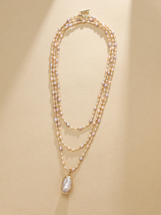 S3080N1 Champagne Pearl Lariat necklace