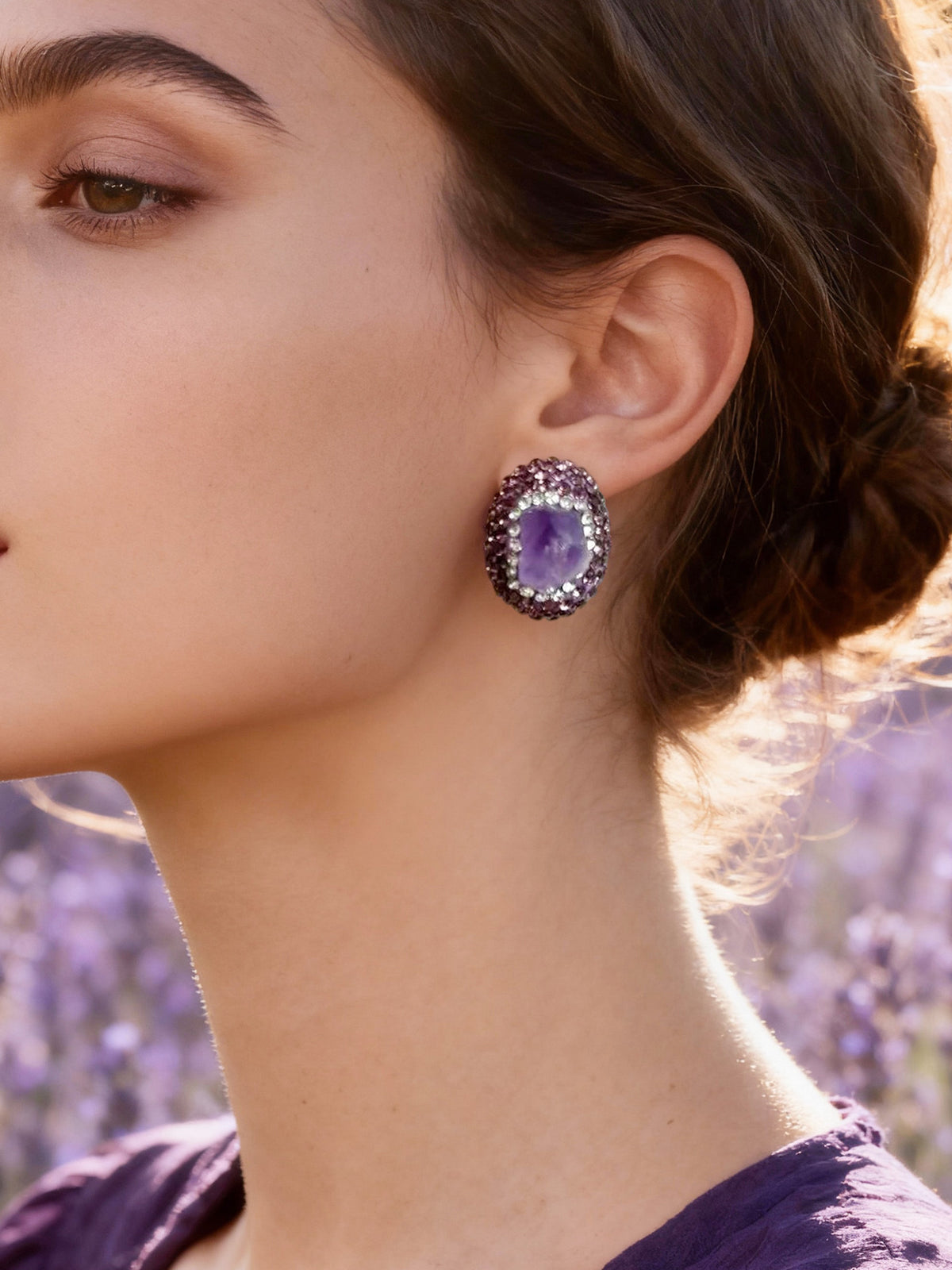 S4758E1 Amethyst Geode earrings