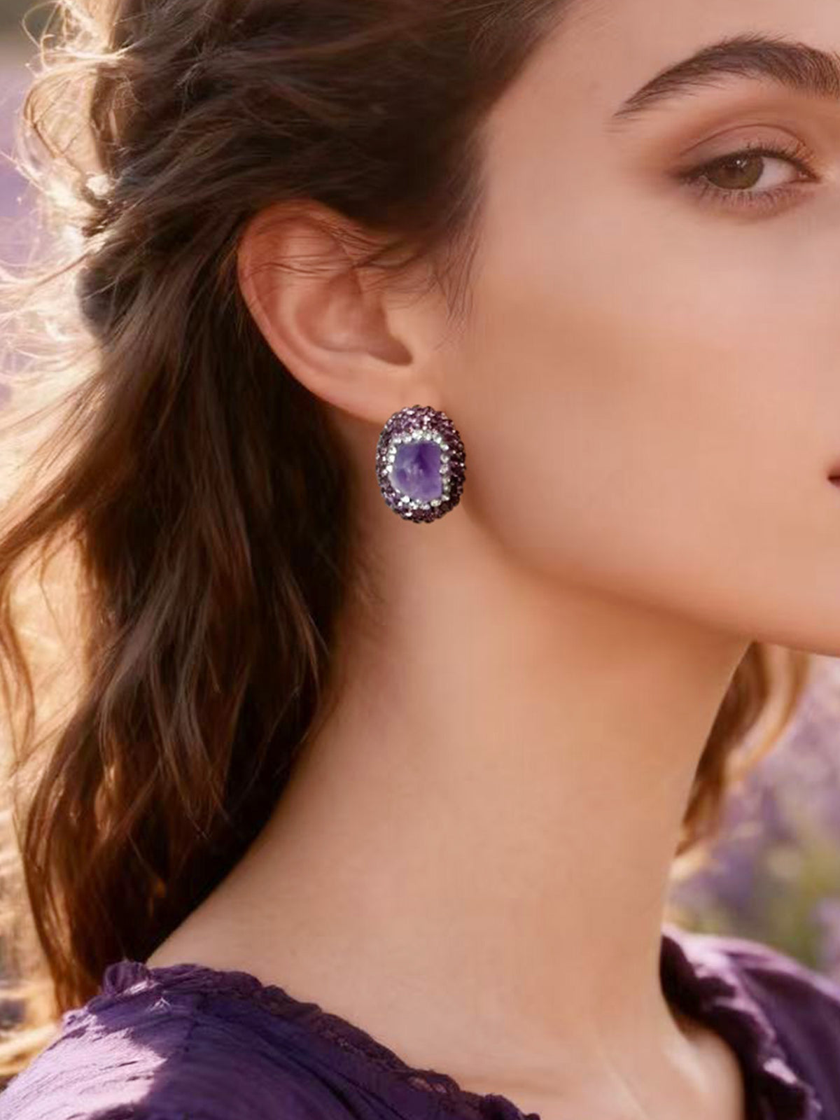 S4758E1 Amethyst Geode earrings
