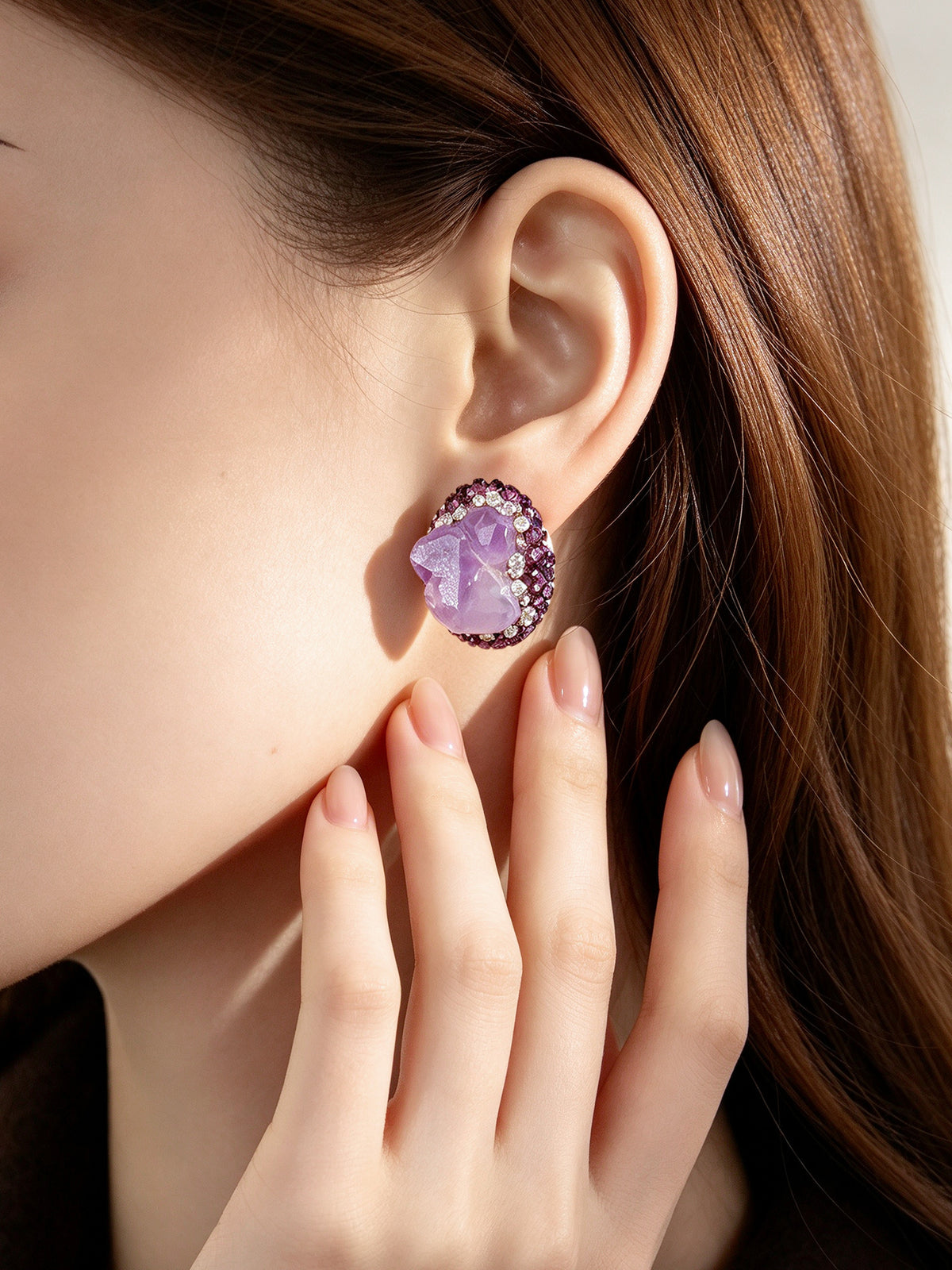 S4758E1 Amethyst Geode earrings